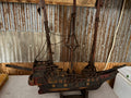 Barque 3-Mast Sail Ship Hand Crafted Wood Model 31” Tall