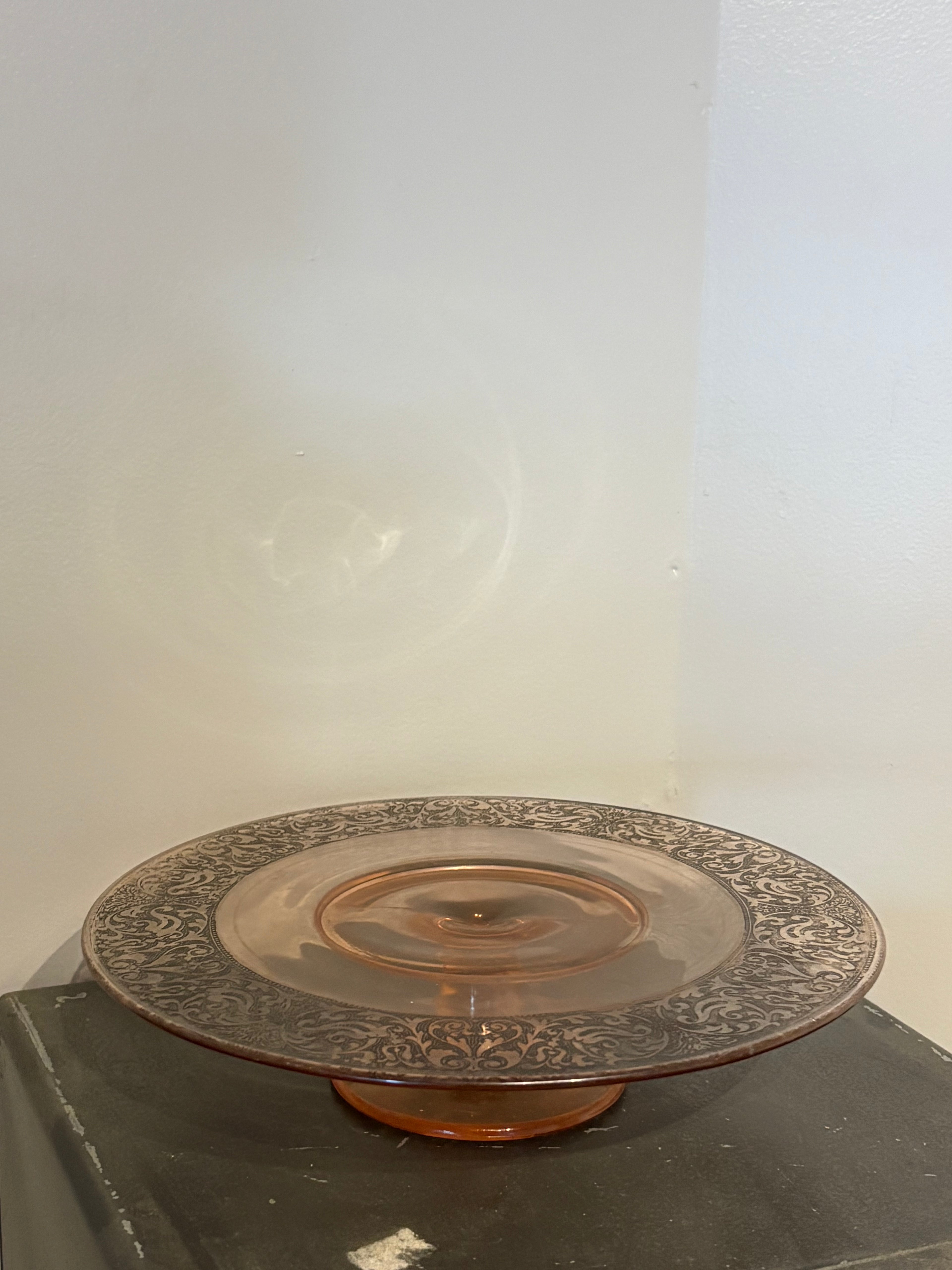 Pink Depression Cake Stand