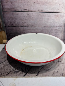 12" red enamel bowl