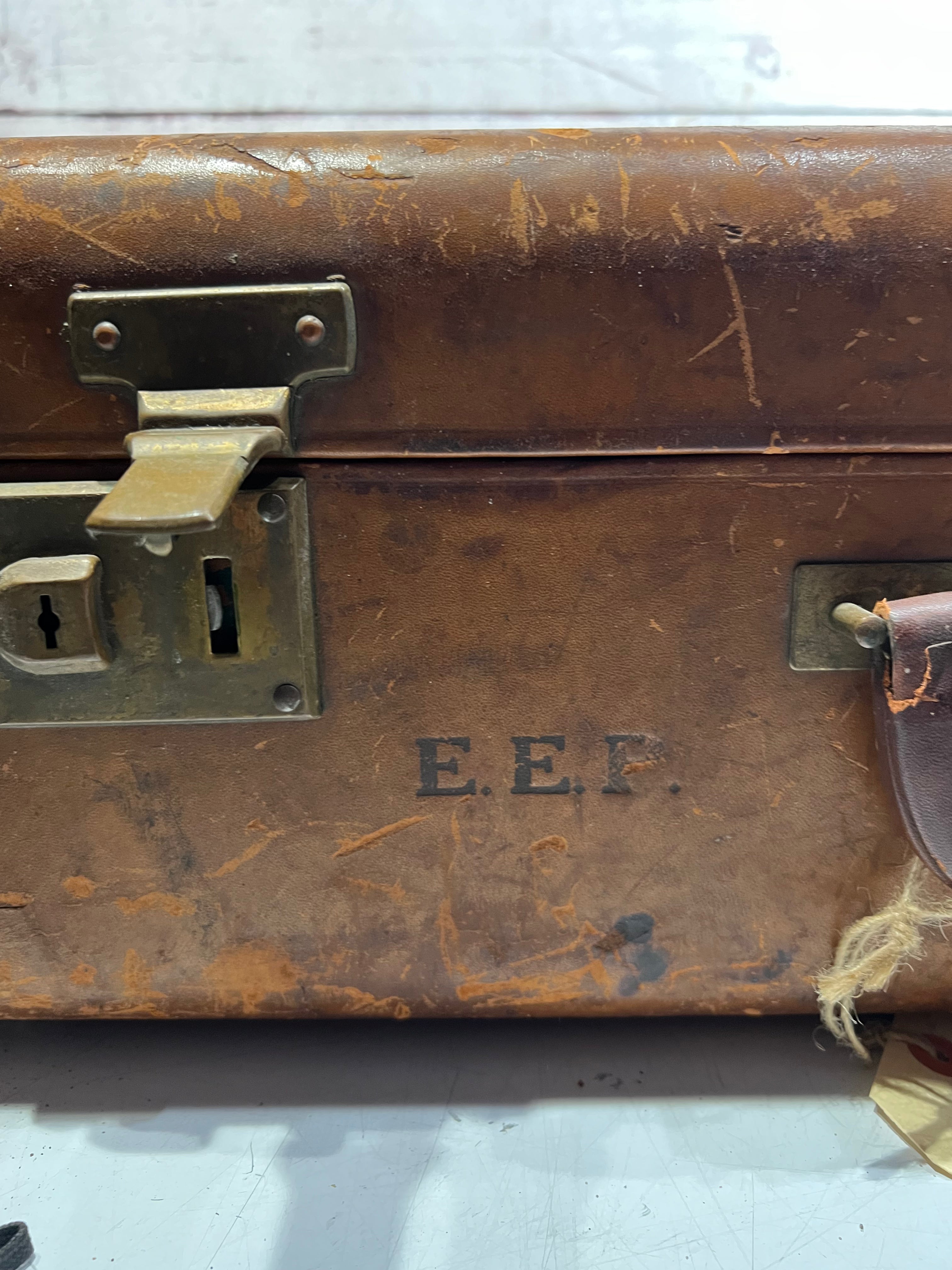 E.E.P Crown Leather Suitcase