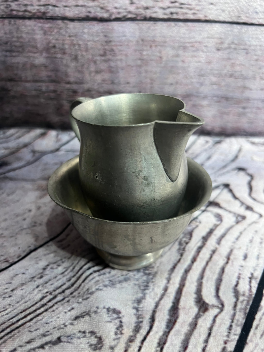 Pewter Cream and Sugar
