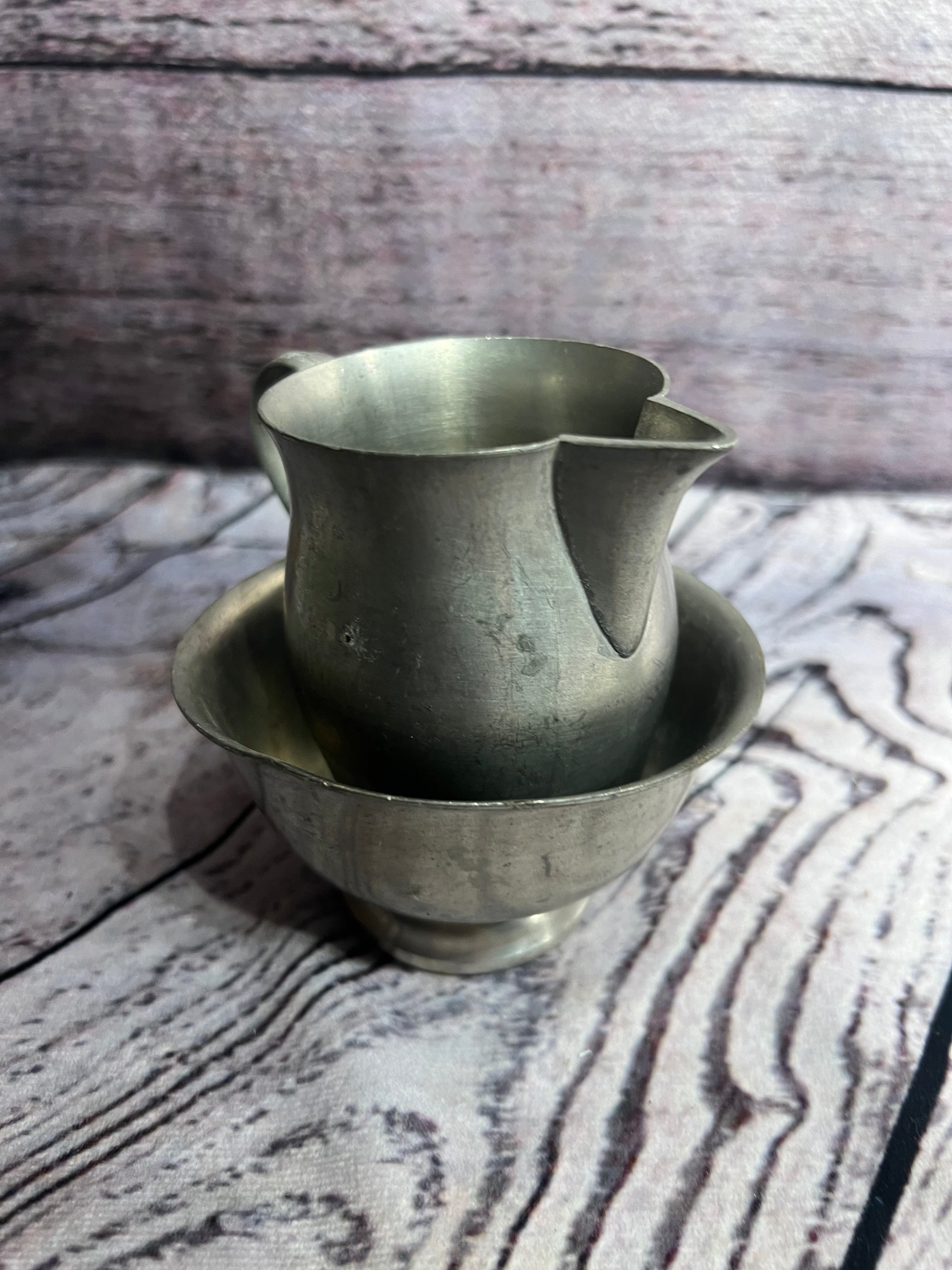 Pewter Cream and Sugar