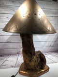 Copper burl oak lamp with shade