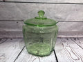 Large green depression bowl with lid