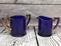 Blue cream and sugar glasses set