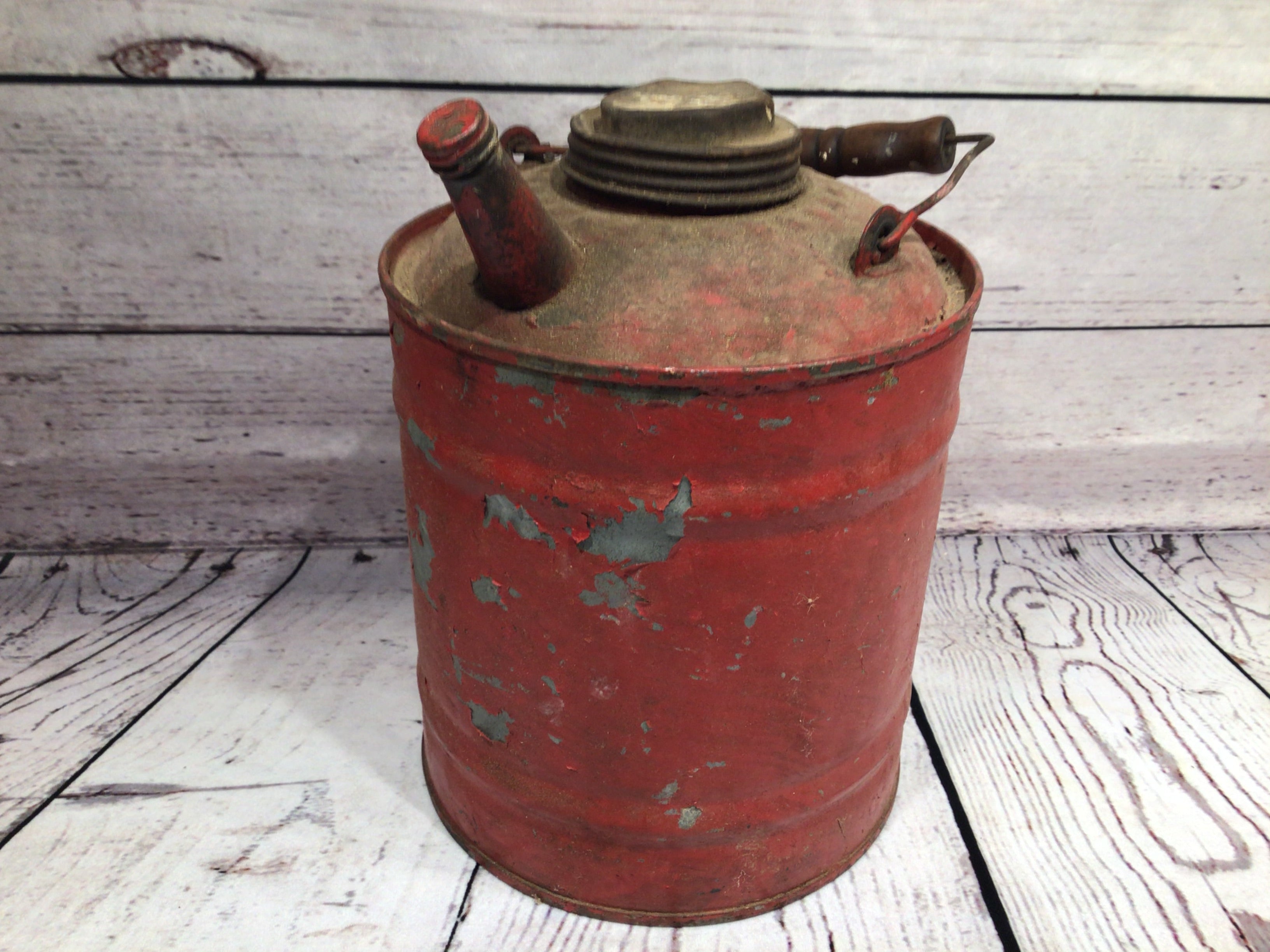 Red vintage gas can