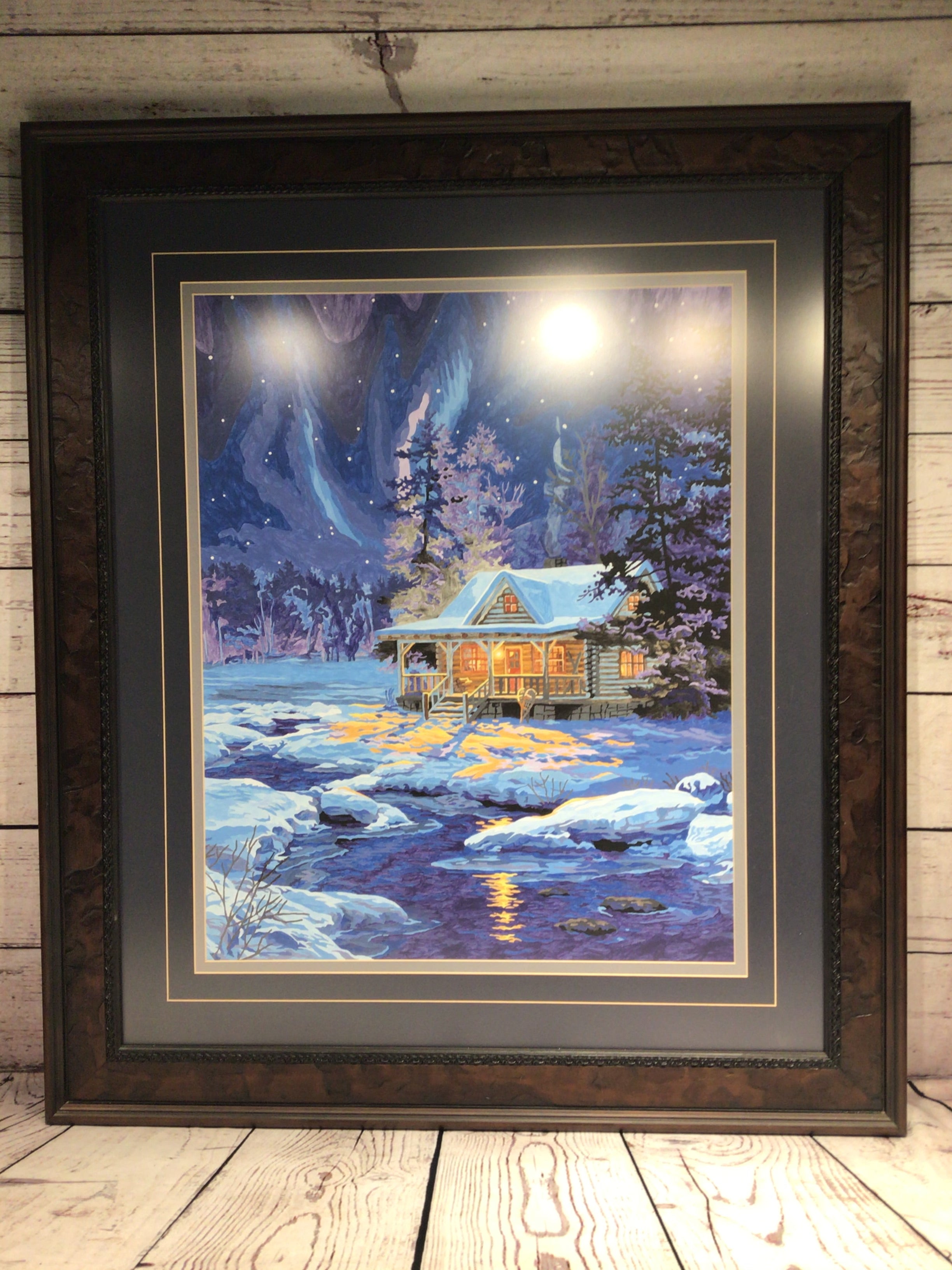 25" x 29" Snowy Cabin Alaska HandPainted