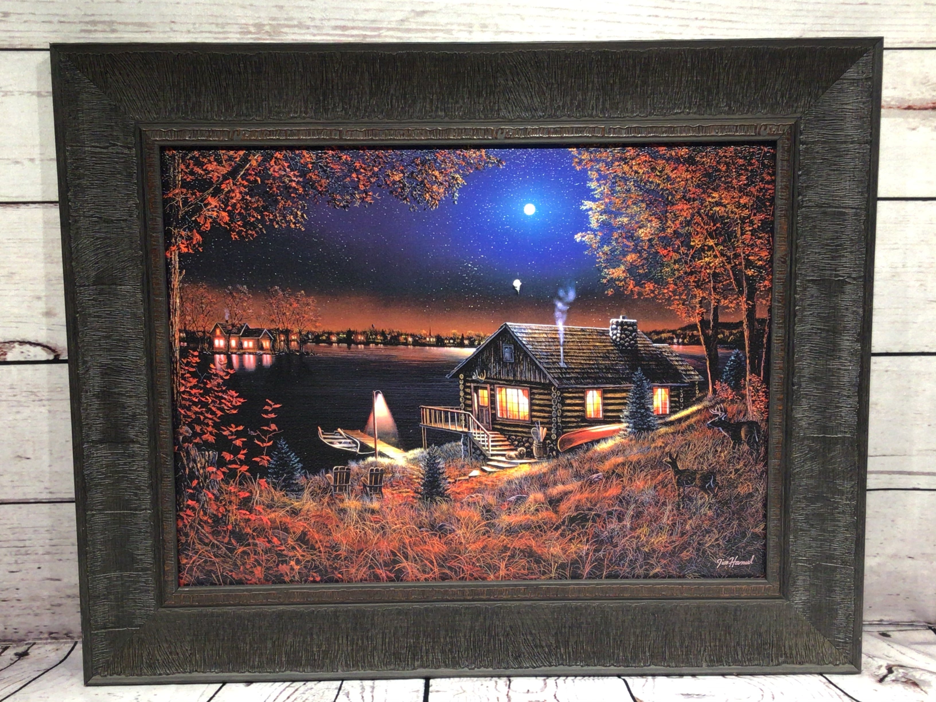 20.5" x 17" Cabin At Night-Jim Hansel