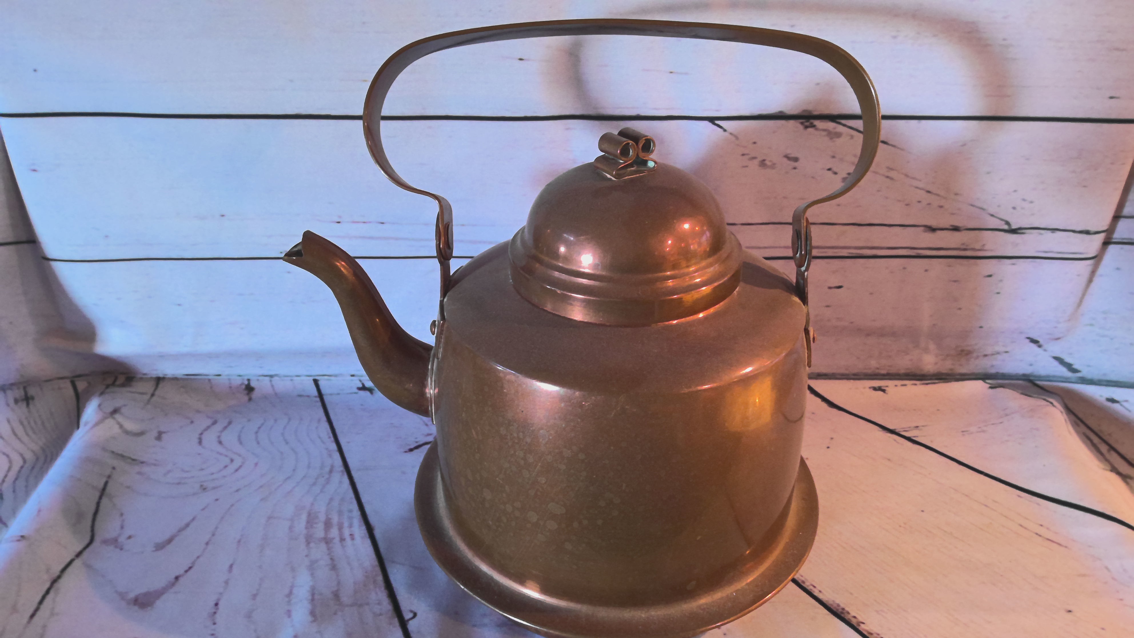 Vintage copper teapot kettle with lid