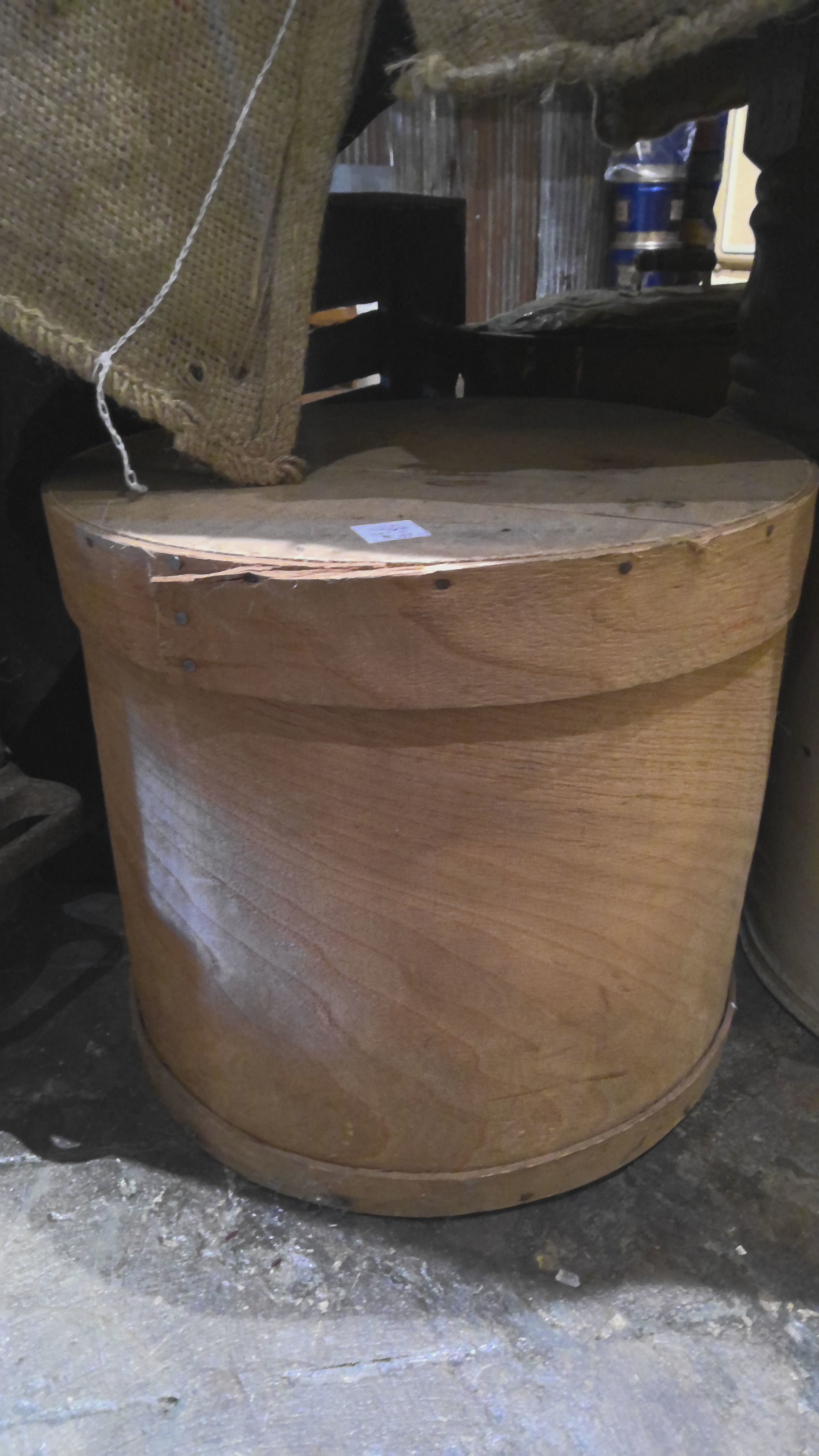 Vintage wood basket with cover
