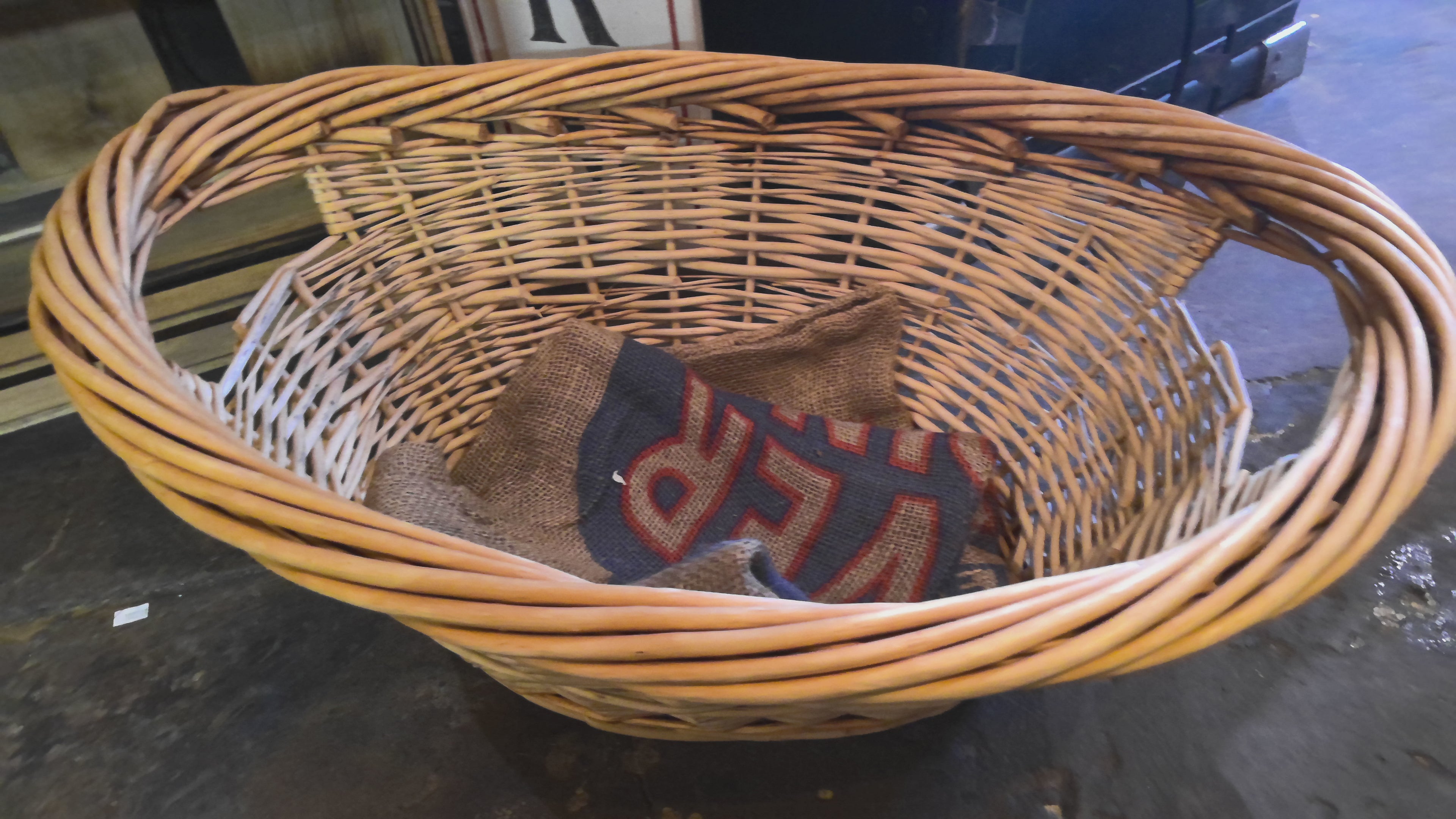 Large wicker laundry basket