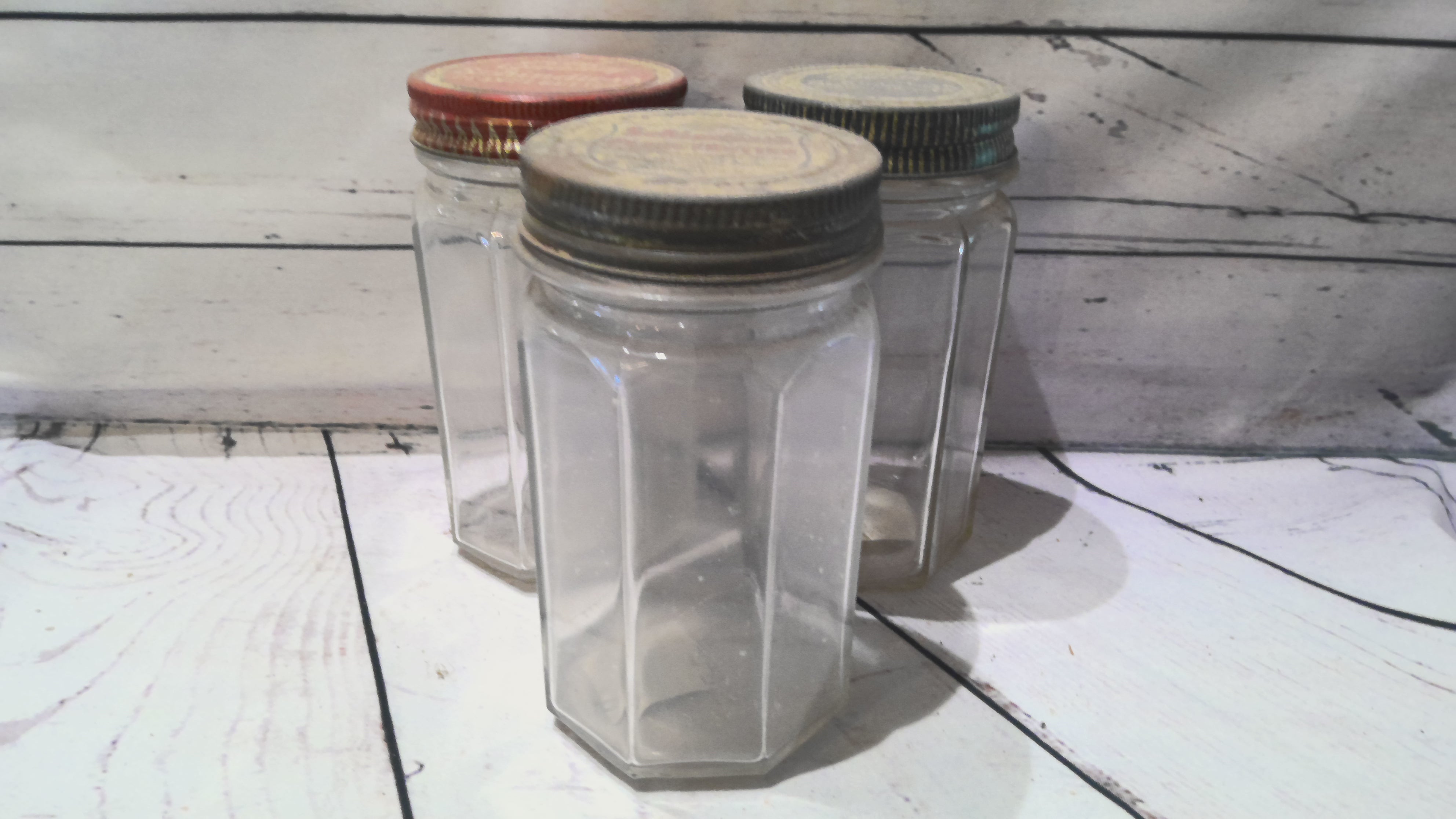 Vintage glass peanut butter jars