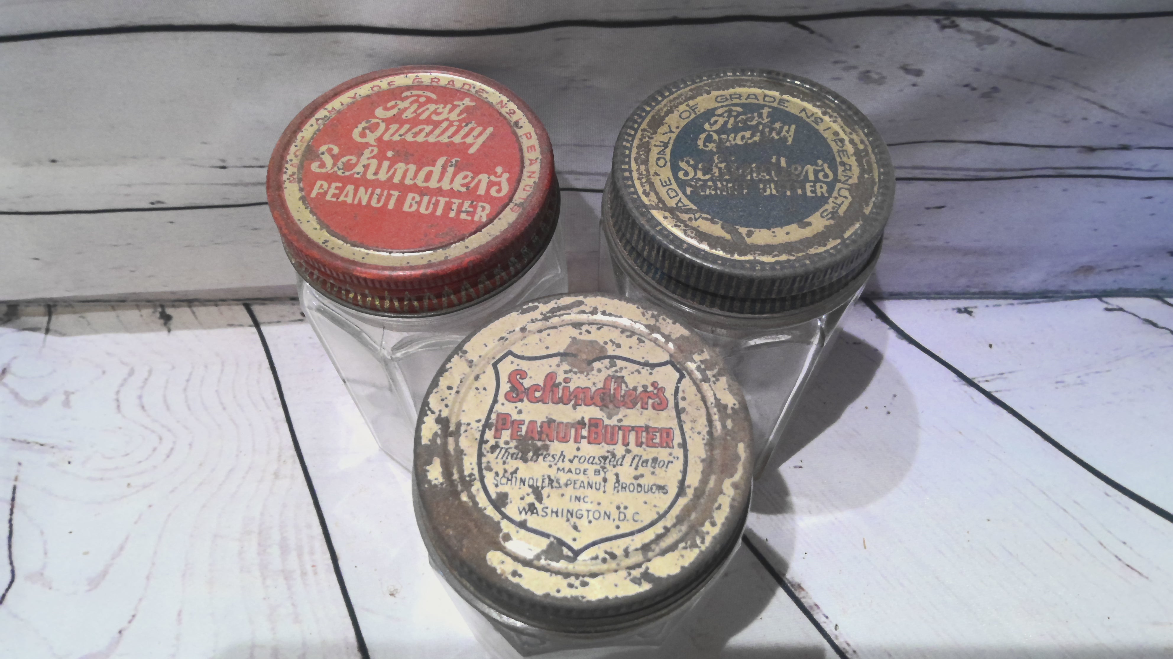 Vintage glass peanut butter jars