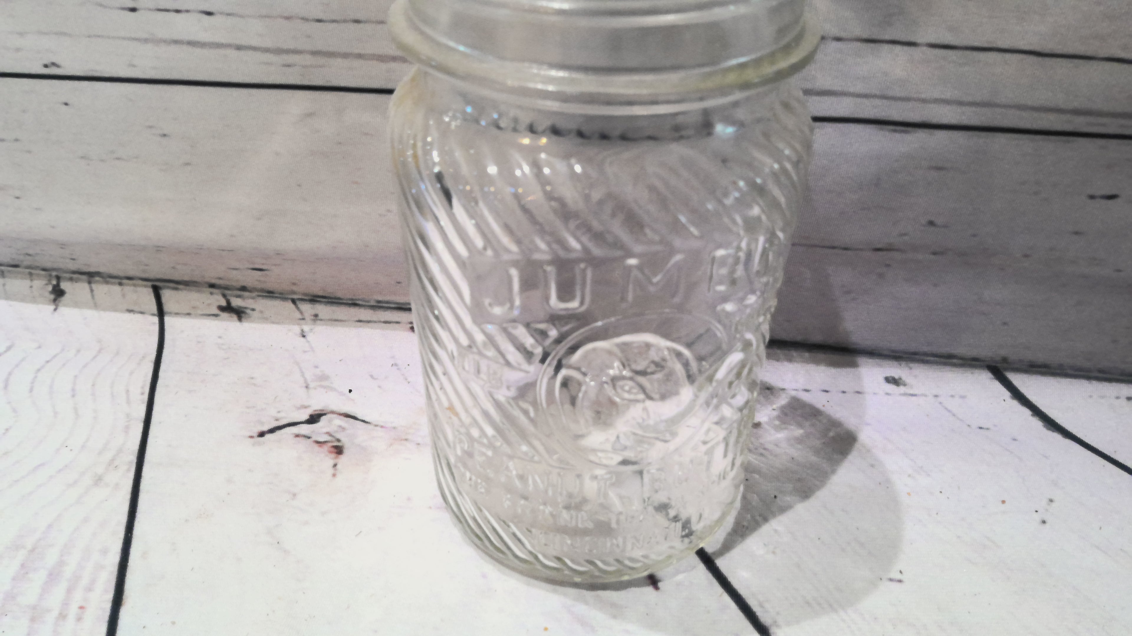 Jumbo peanut butter glass jar