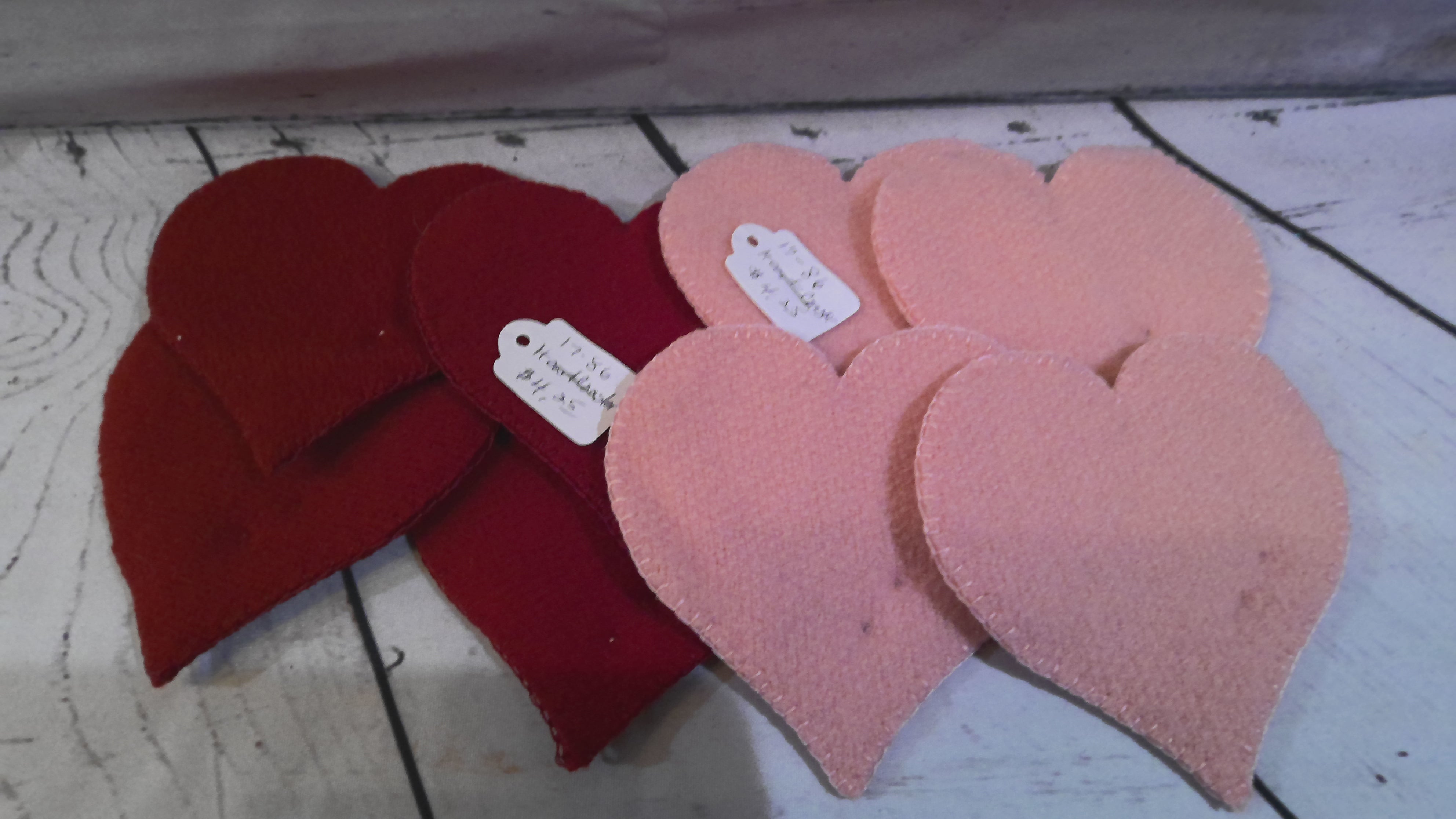Assortment heart crocheted coasters