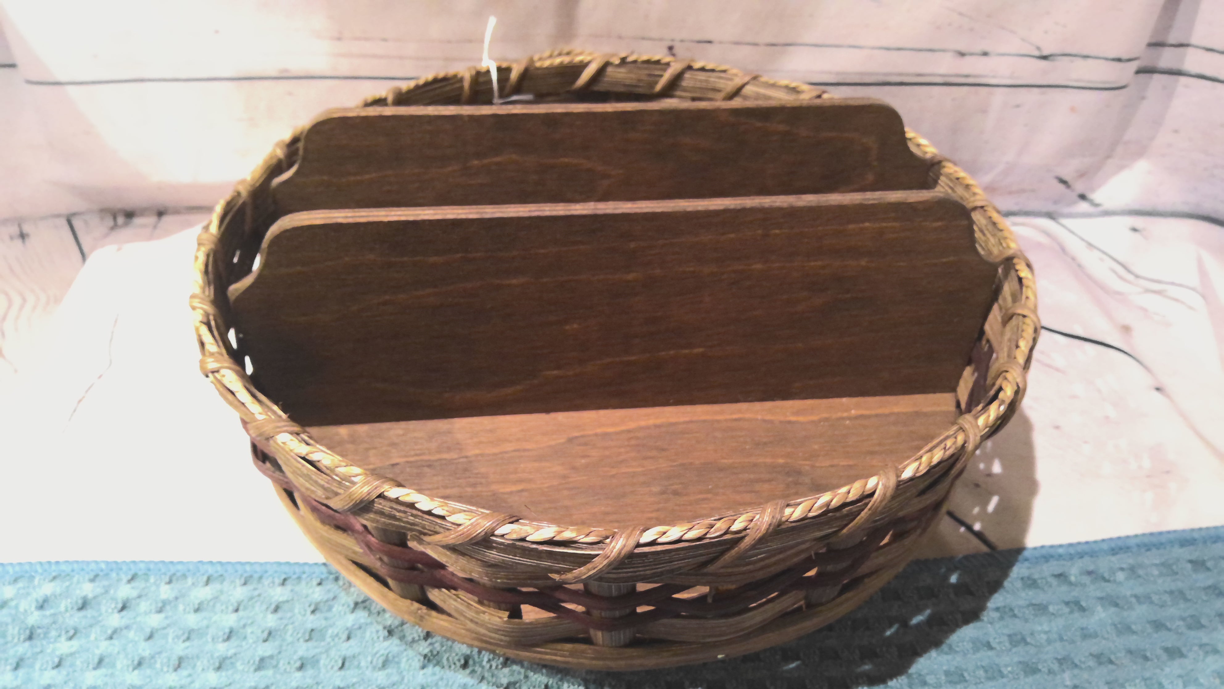 Medium hand woven basket with separators