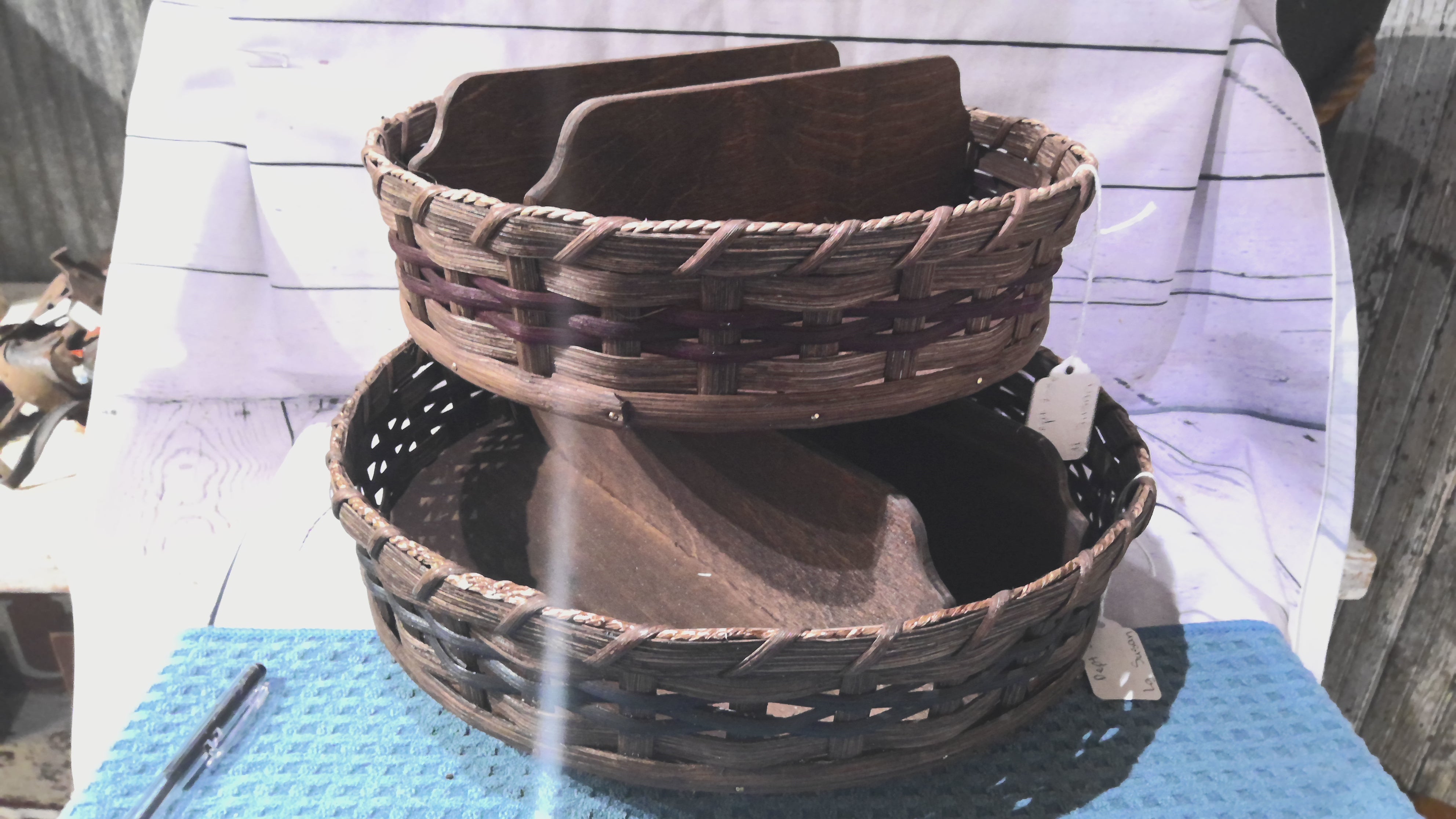 Large hand woven basket with dividers