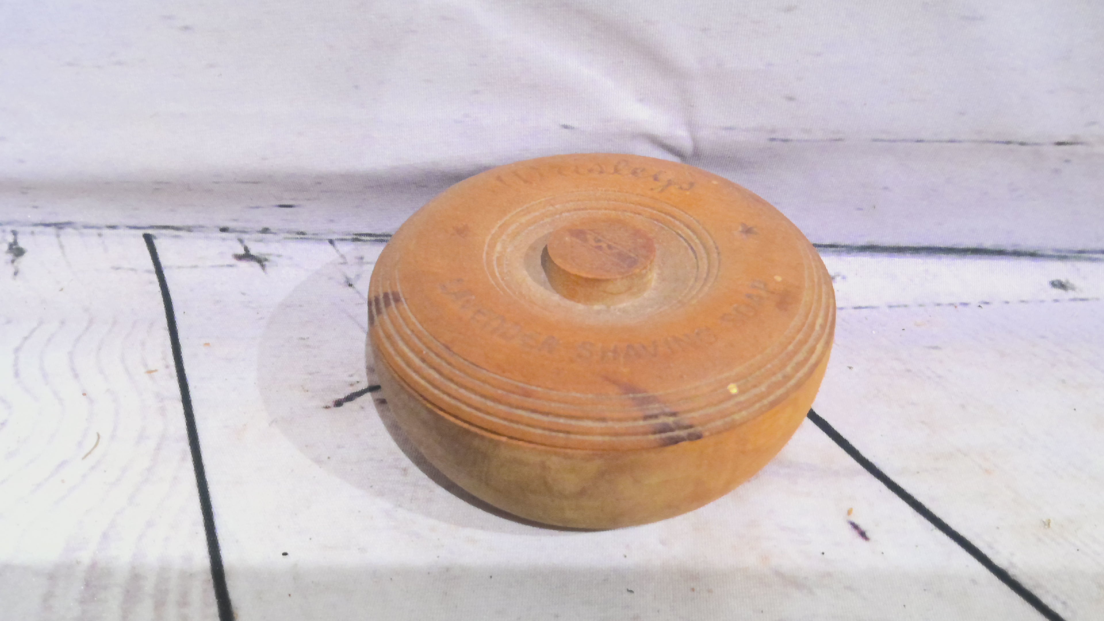 Antique lavender shaving soap holder