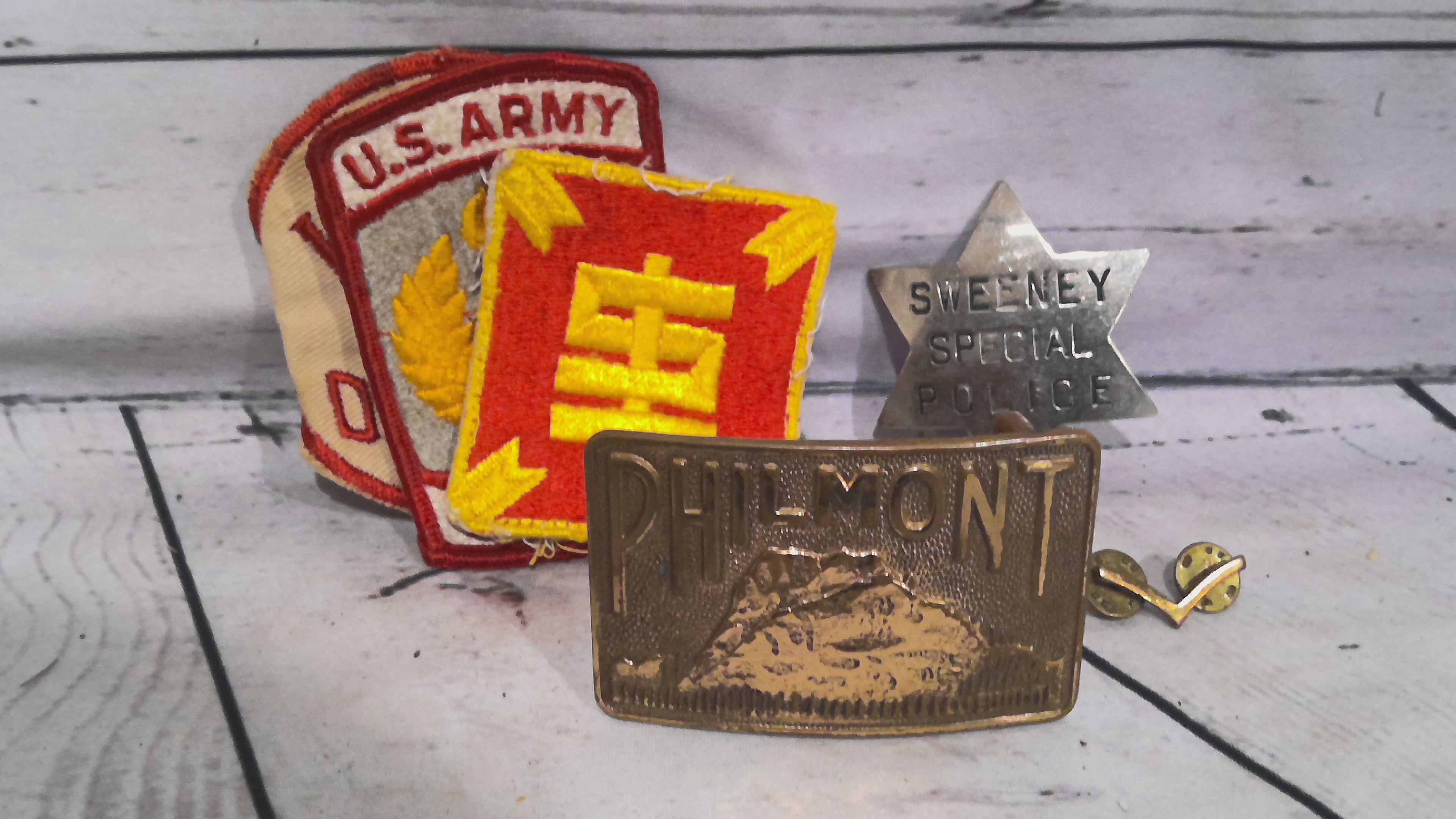 Assortment of badges and patches