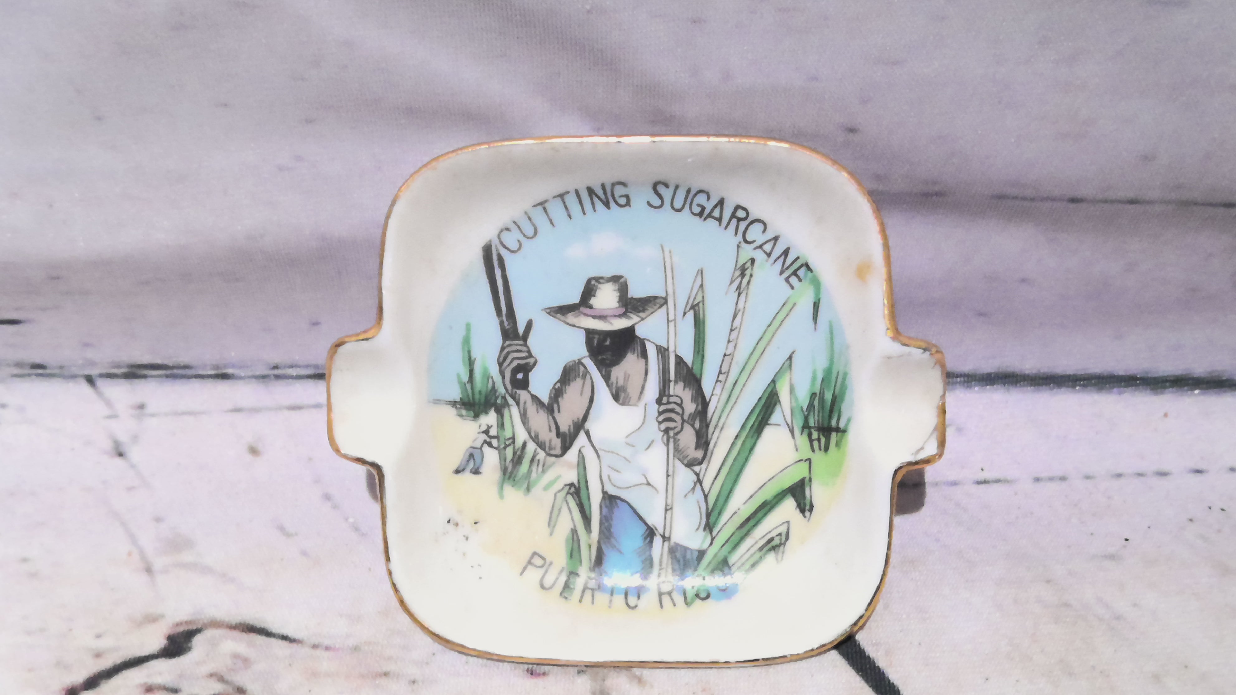 Cutting sugar cane ashtray