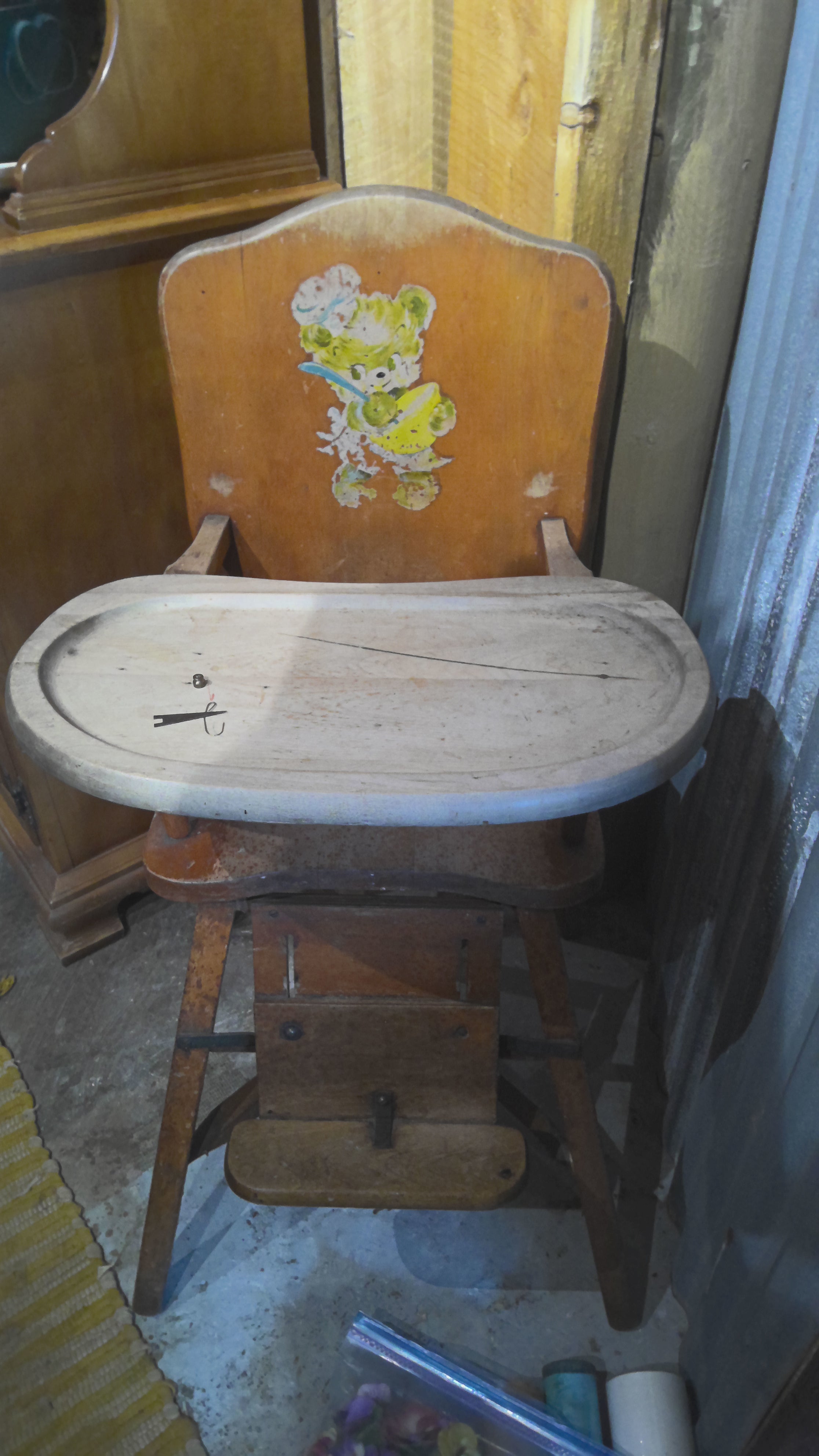 Antique kids highchair