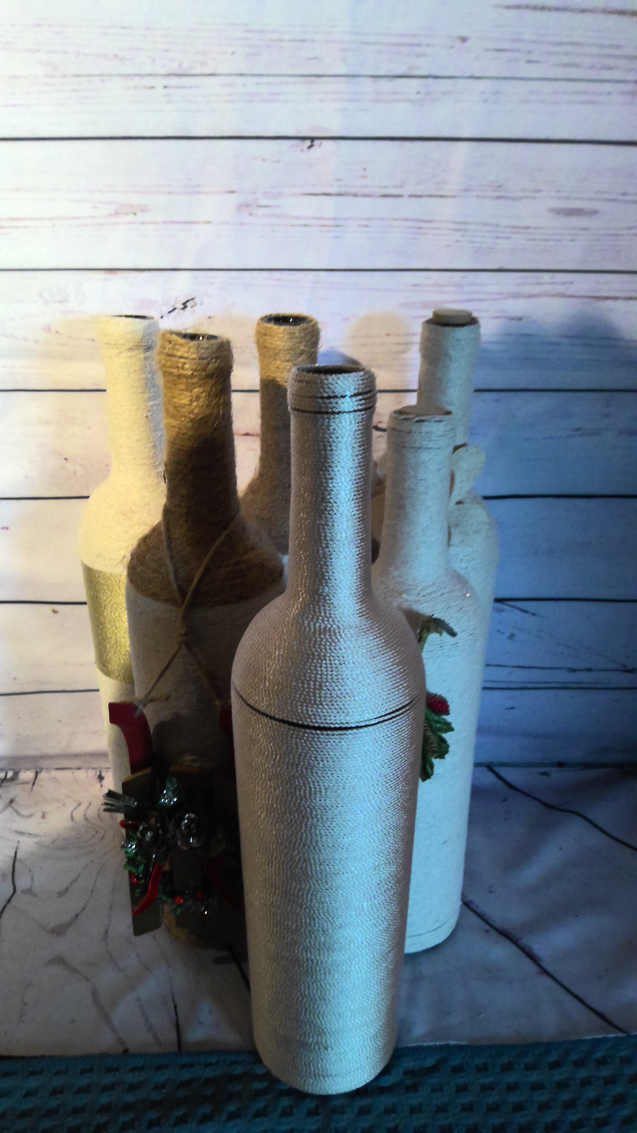 Assortment of decorative wine bottles