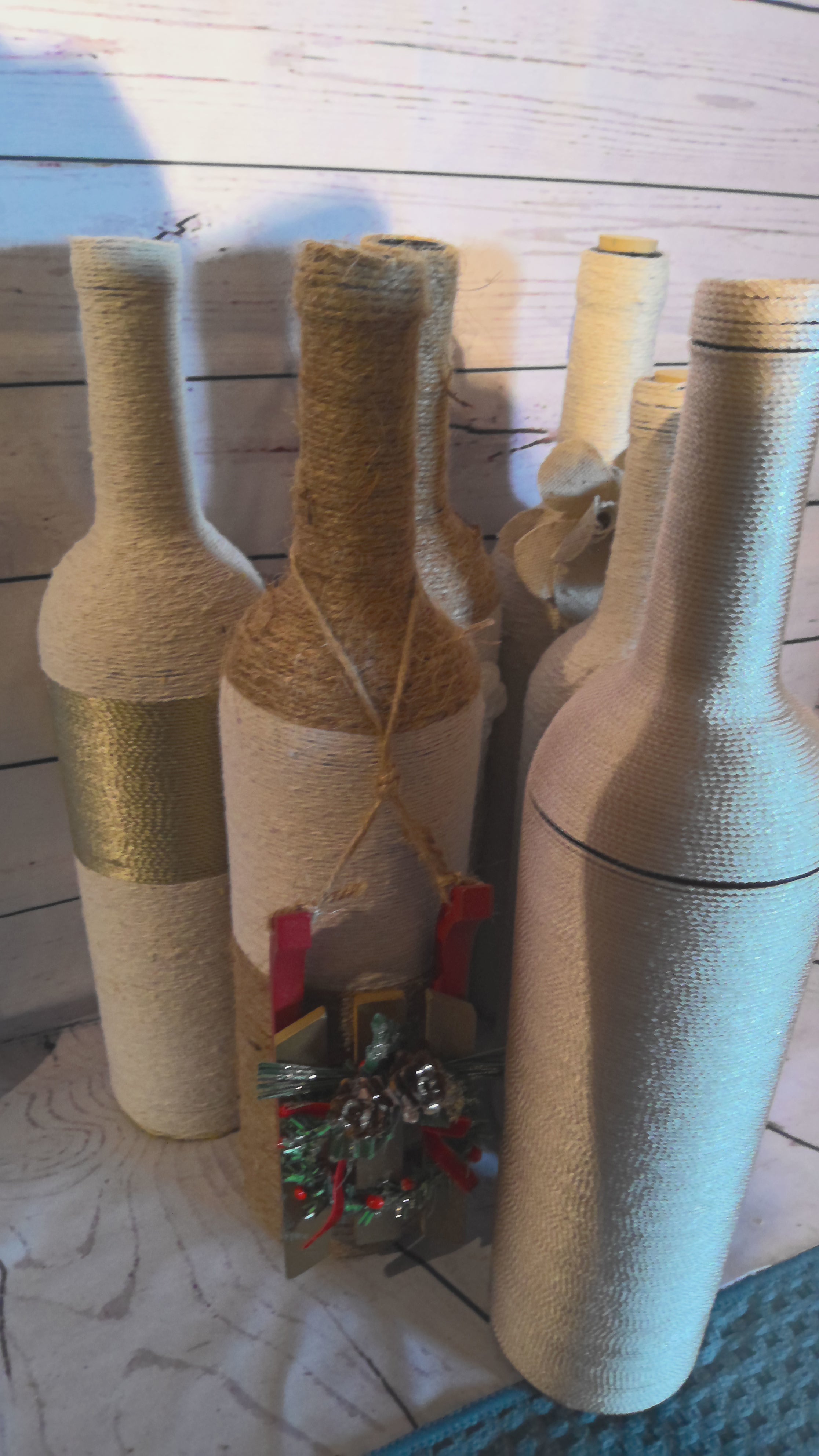 Assortment of decorative wine bottles