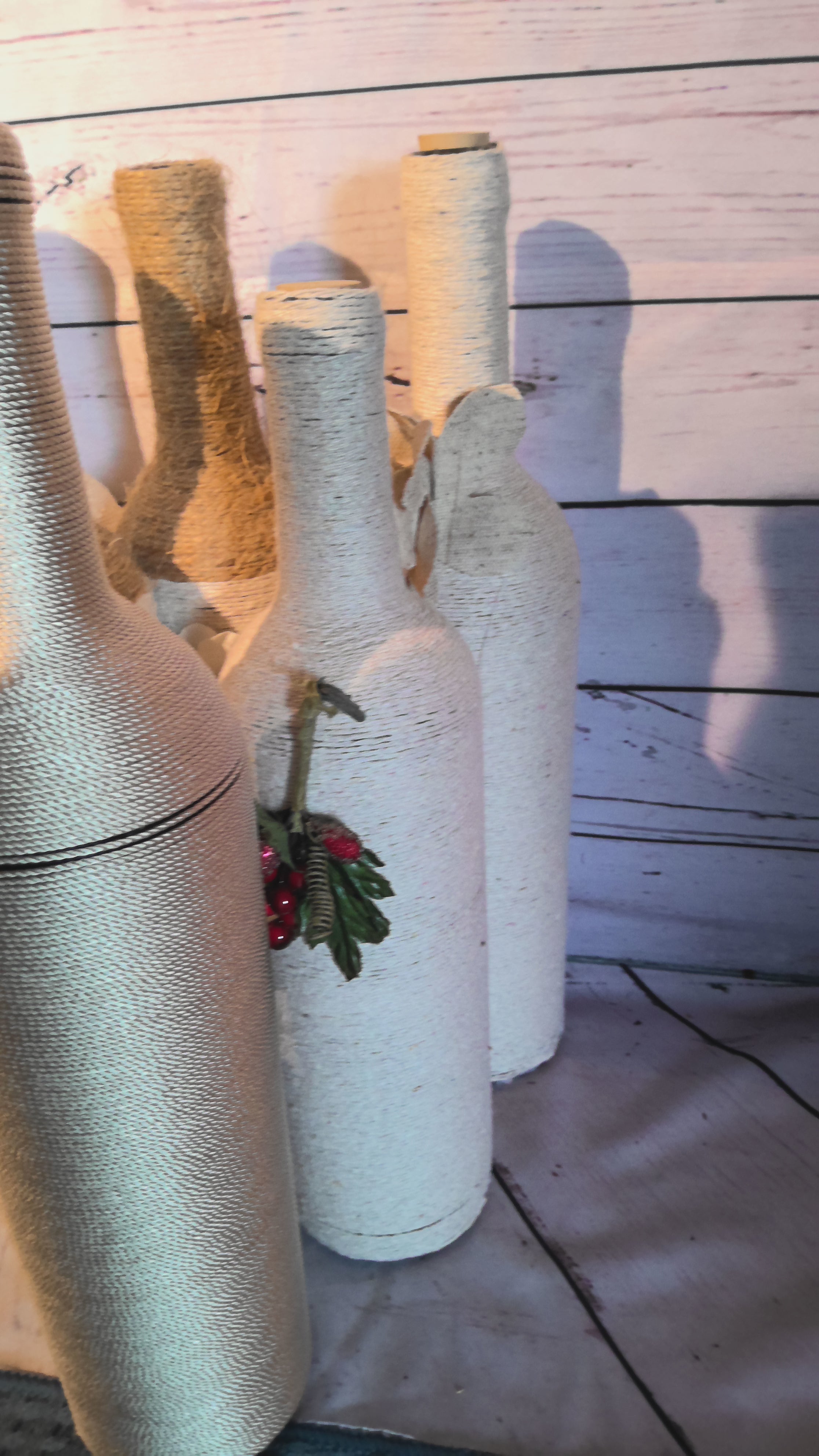 Assortment of decorative wine bottles