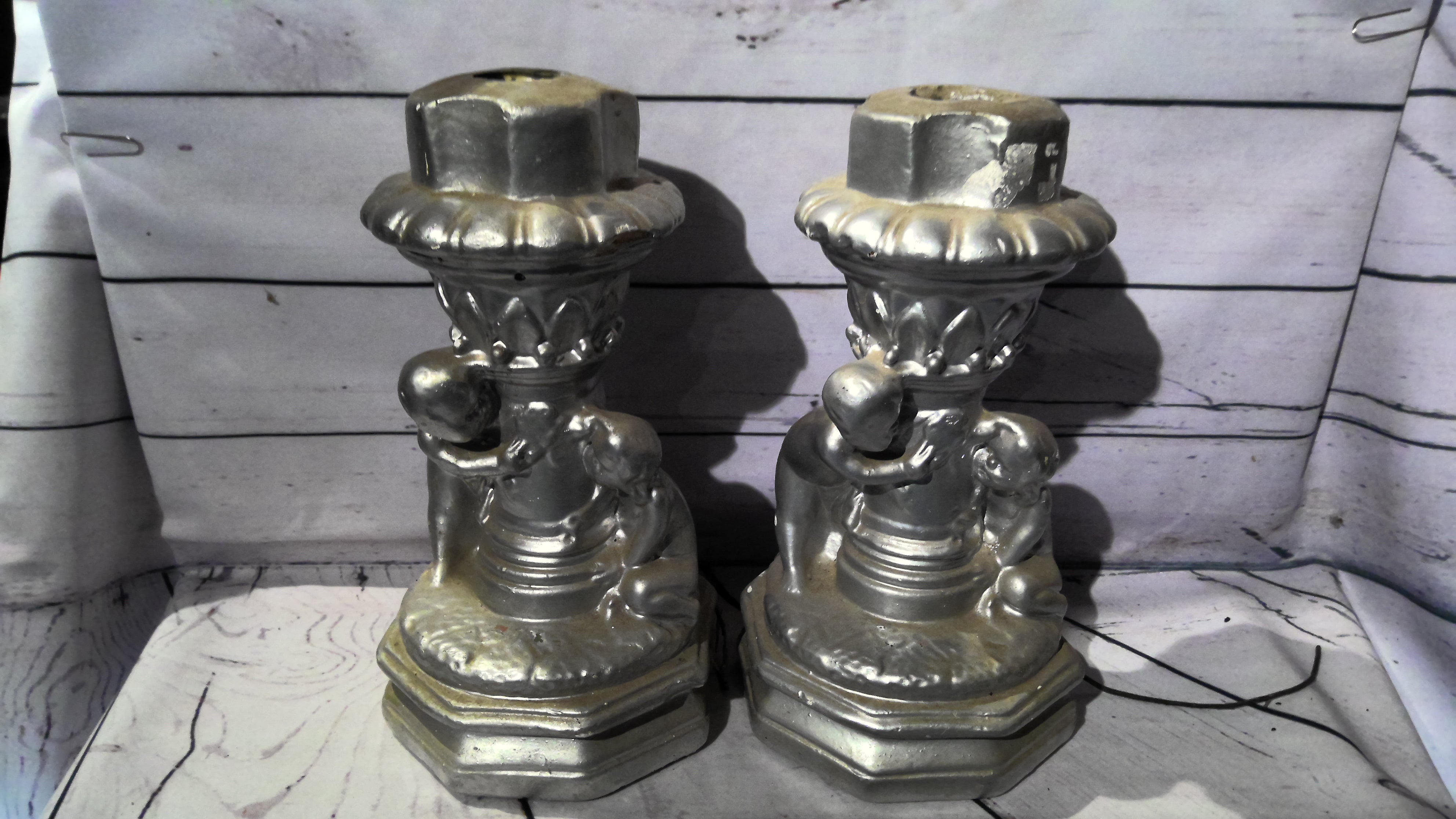 Silver colored electric lamps