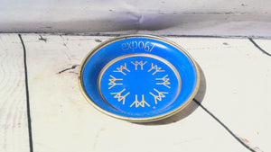 Metal plate and glass ashtray