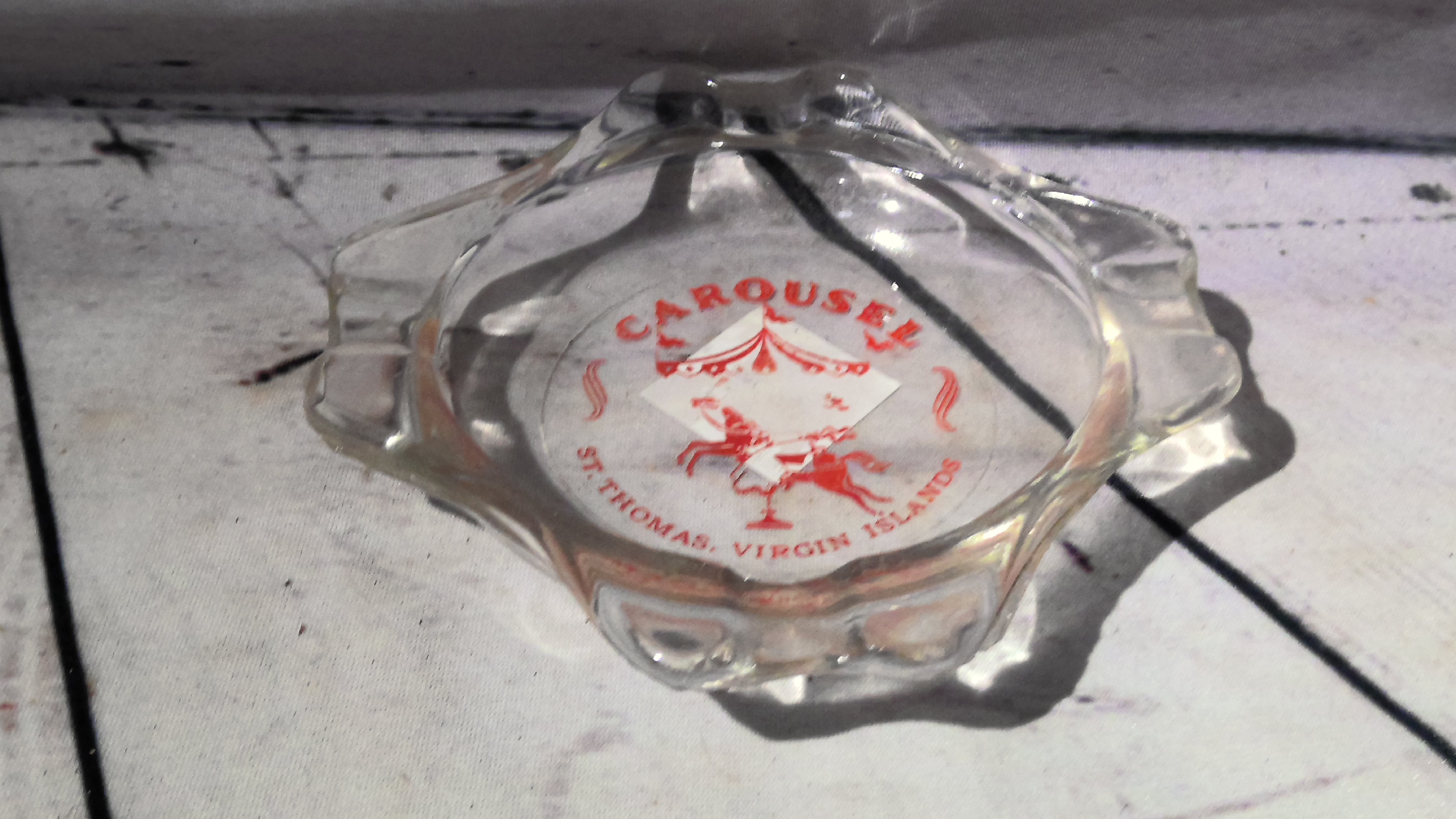 Metal plate and glass ashtray