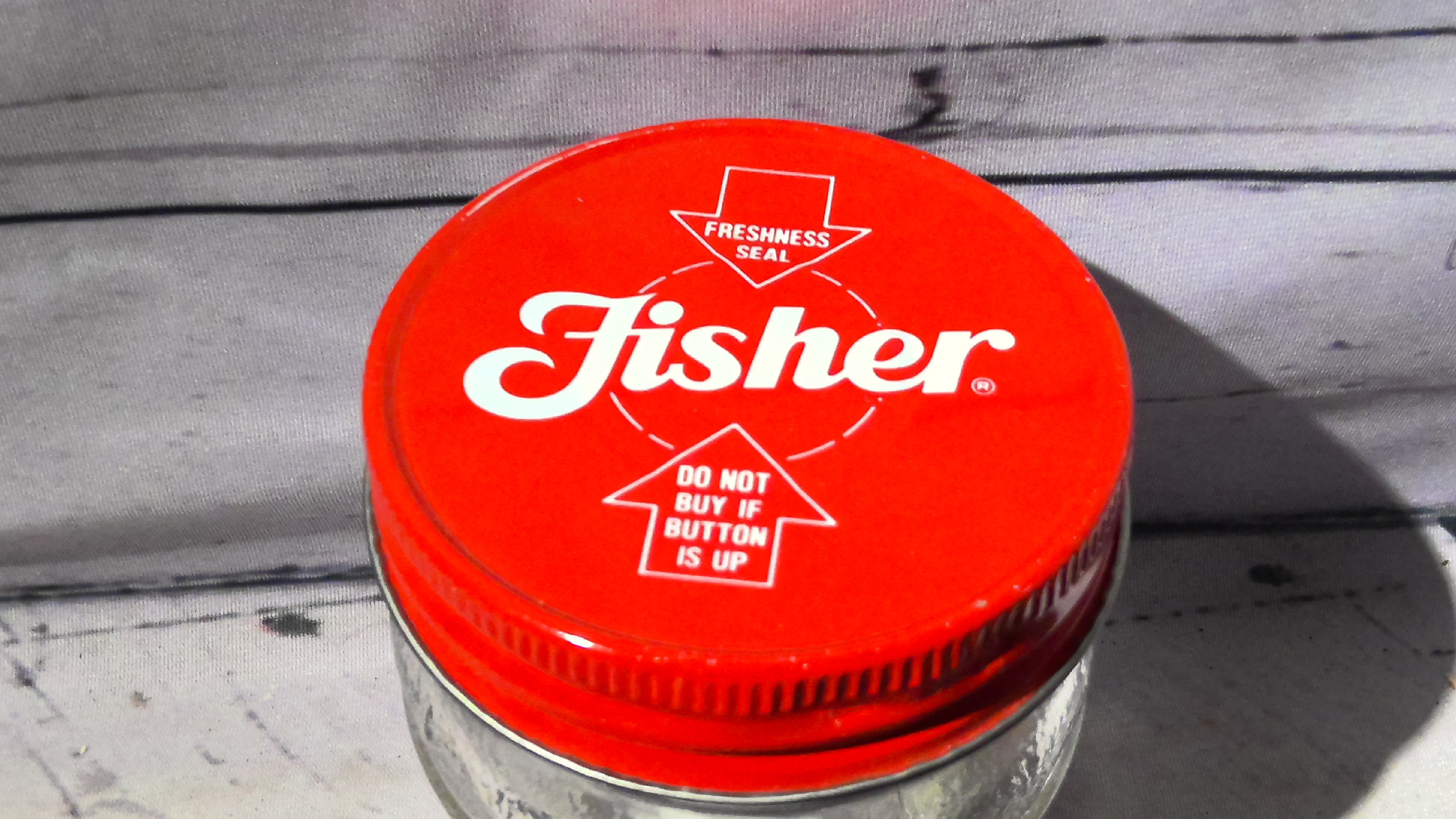 Fisher glass jar