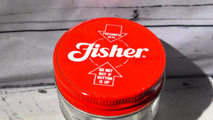 Fisher glass jar