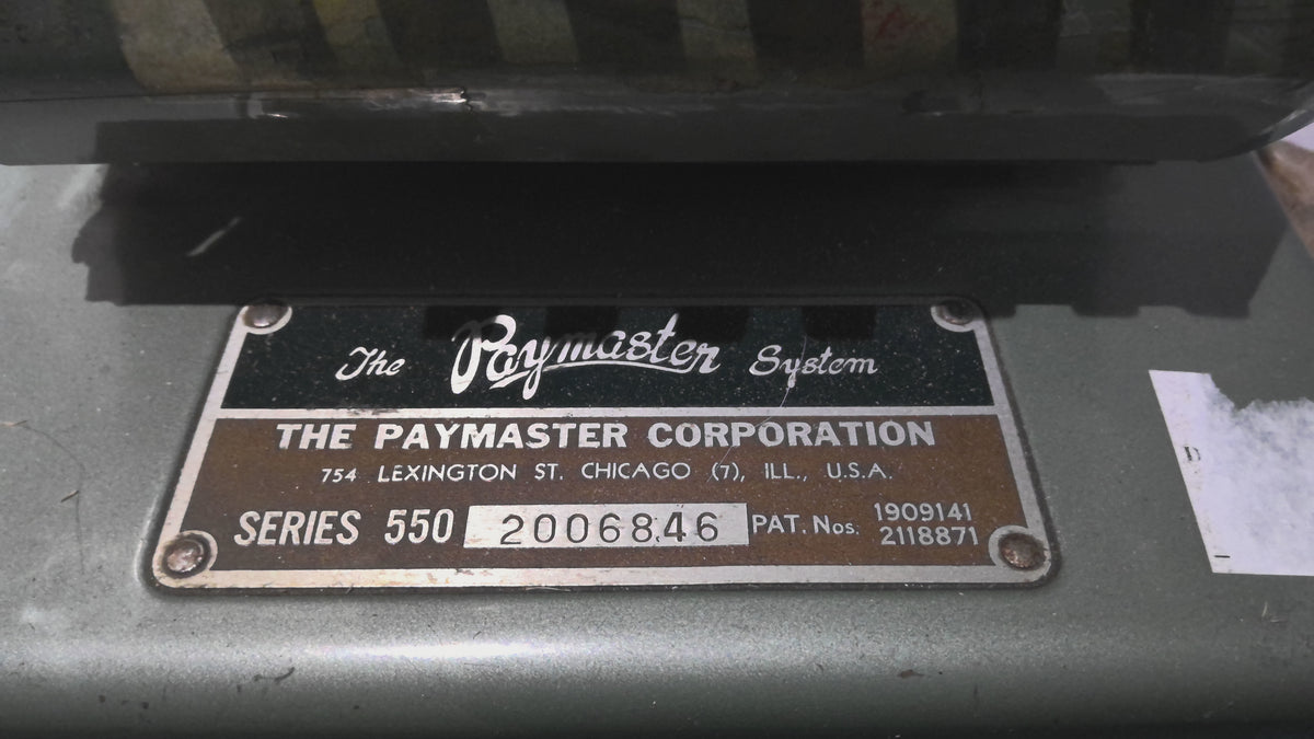 The paymaster system, check writer – The Nickel Barn