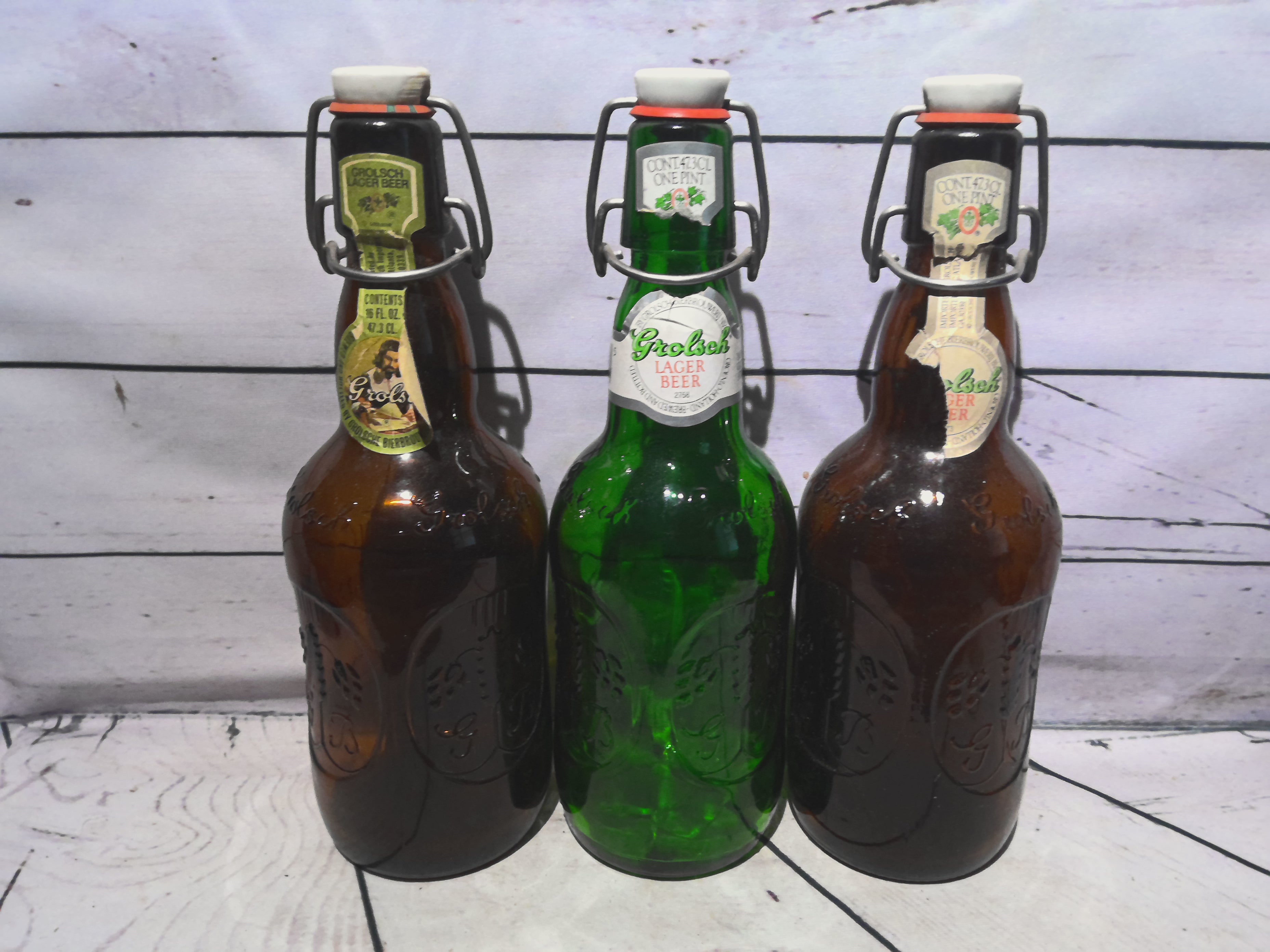 Grolsch lager beer bottles