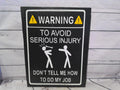 "warning" sign