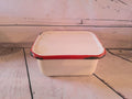 Square red enamel container