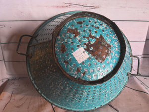 Blue enamel strainer