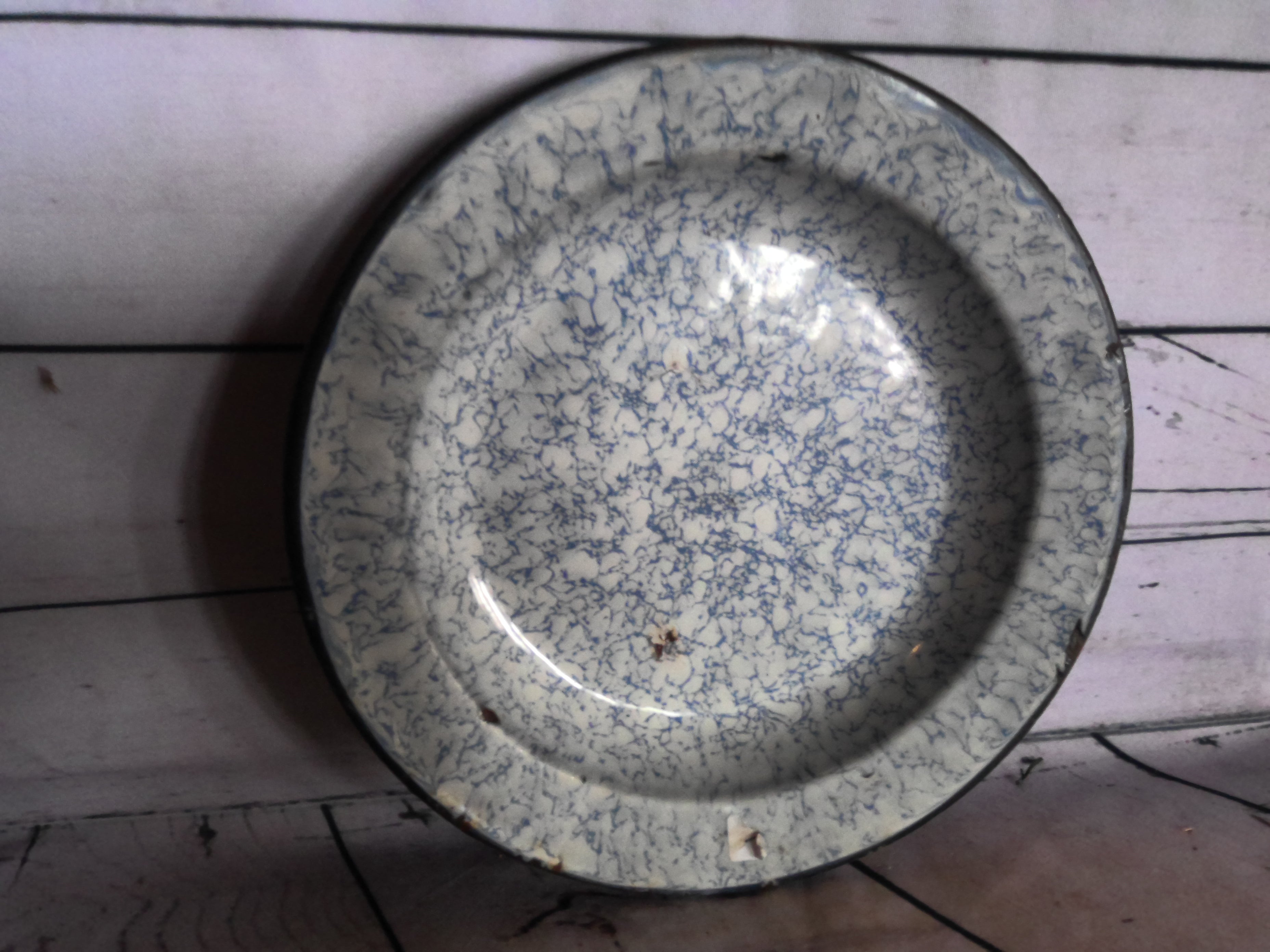 Blue marble enamel plate 8 5/8"