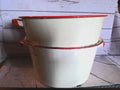 Red enamel pots 10"