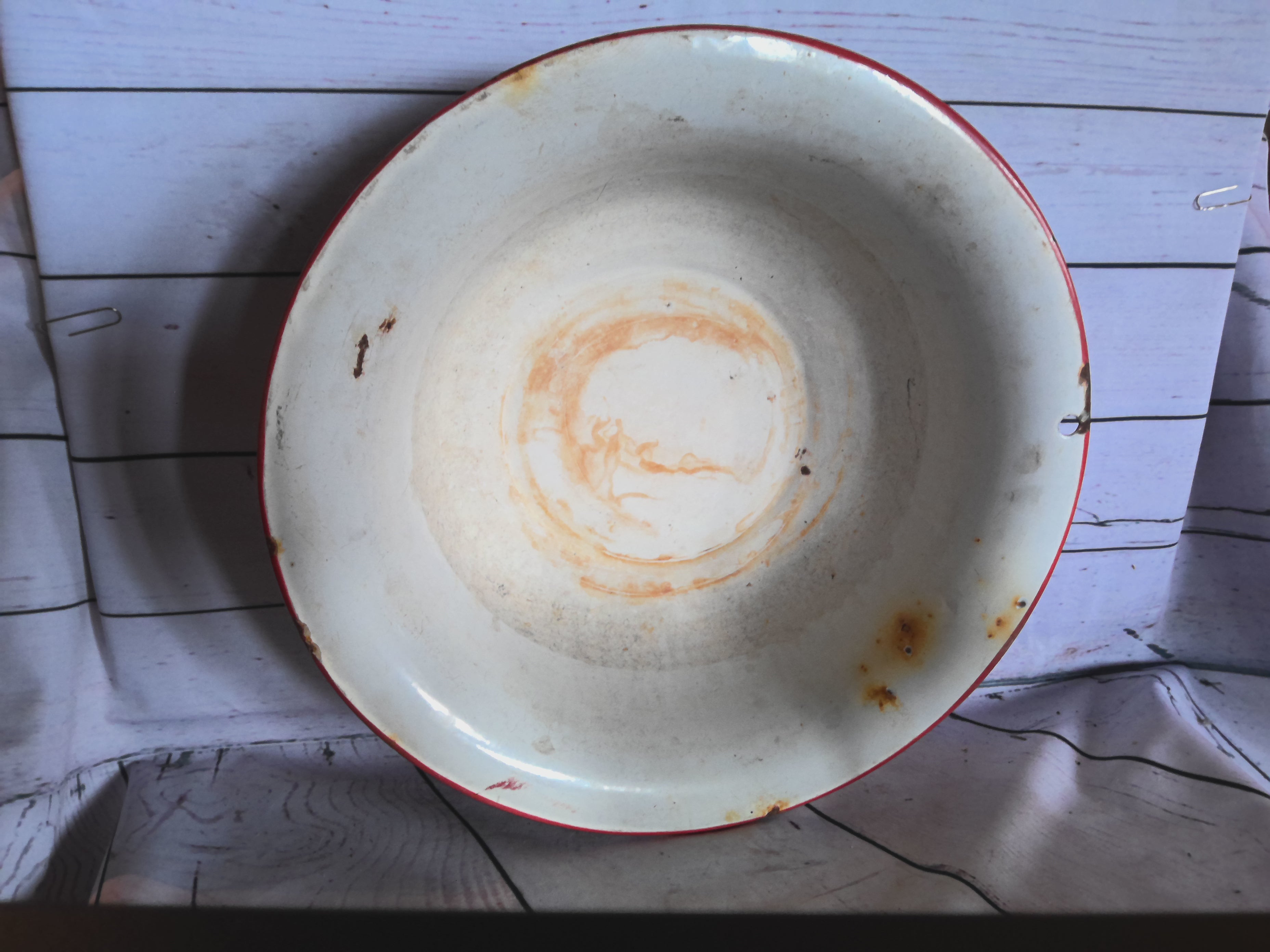 Red Enamel Bowl 12"