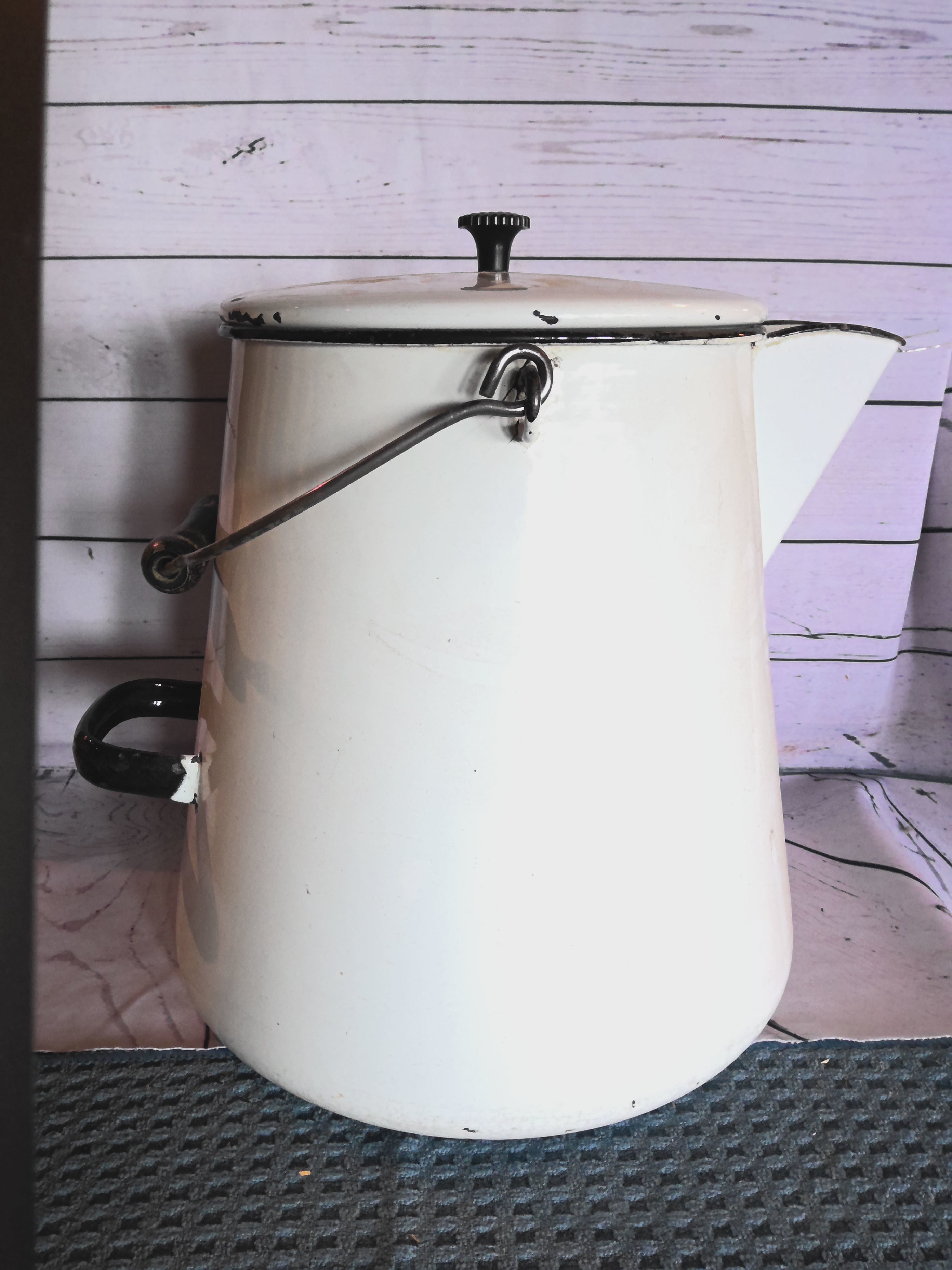 Large White Enamel Coffee Pots