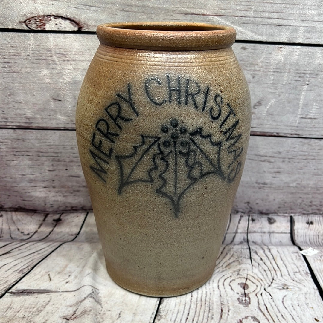 Merry Christmas Salt Glaze Vase