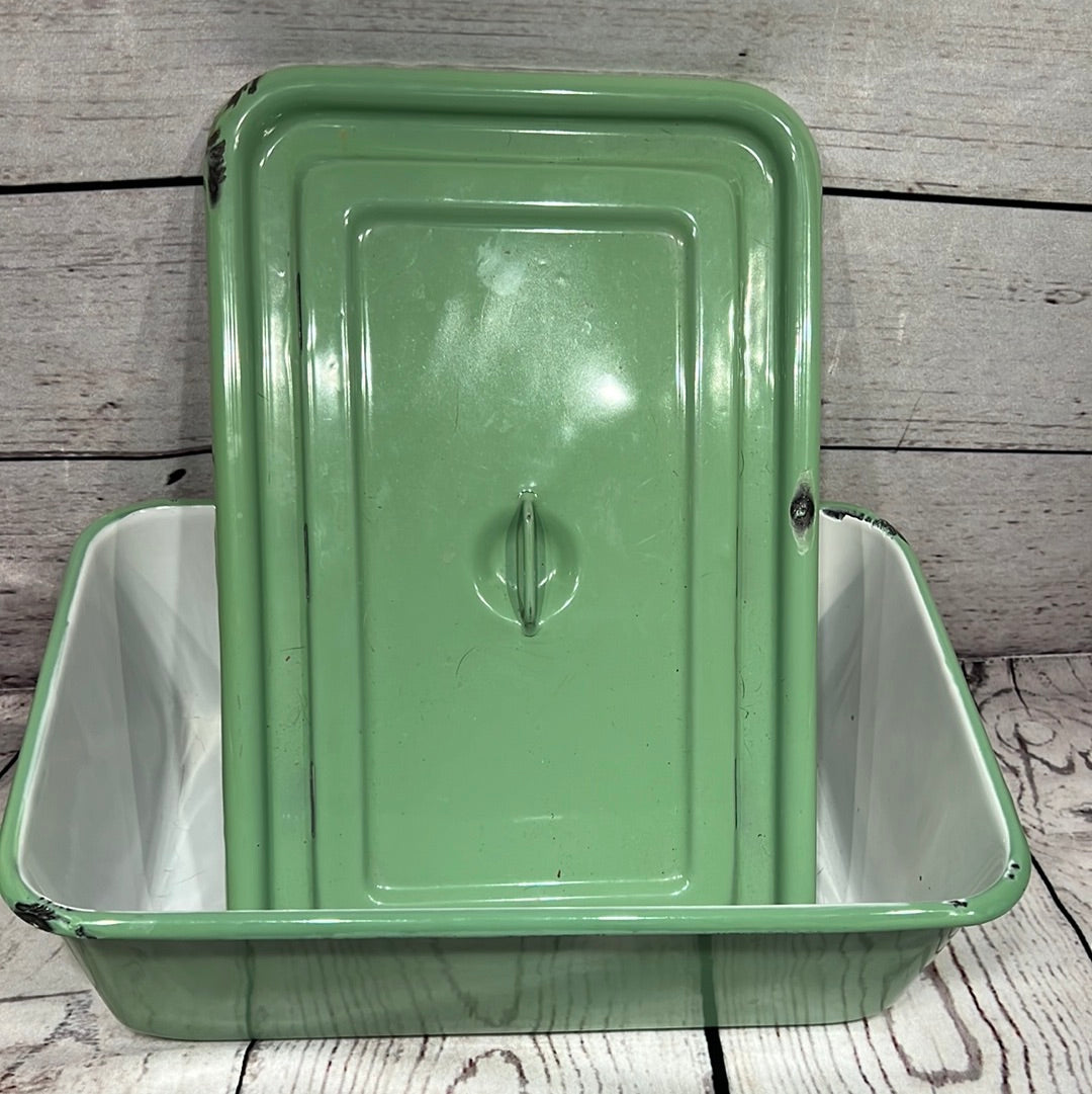 Green Enamel Baking Tin