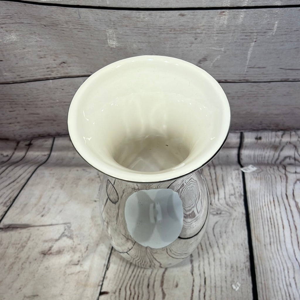 Chrome and white vase