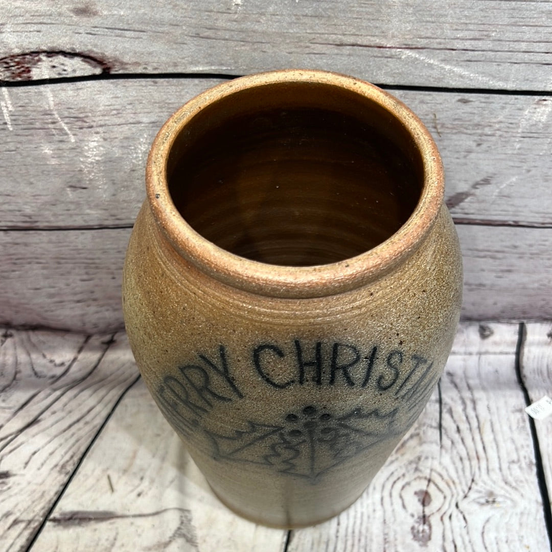 Merry Christmas Salt Glaze Vase