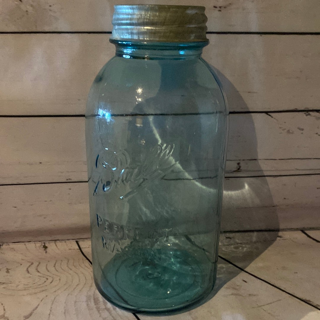 Large blue mason jar