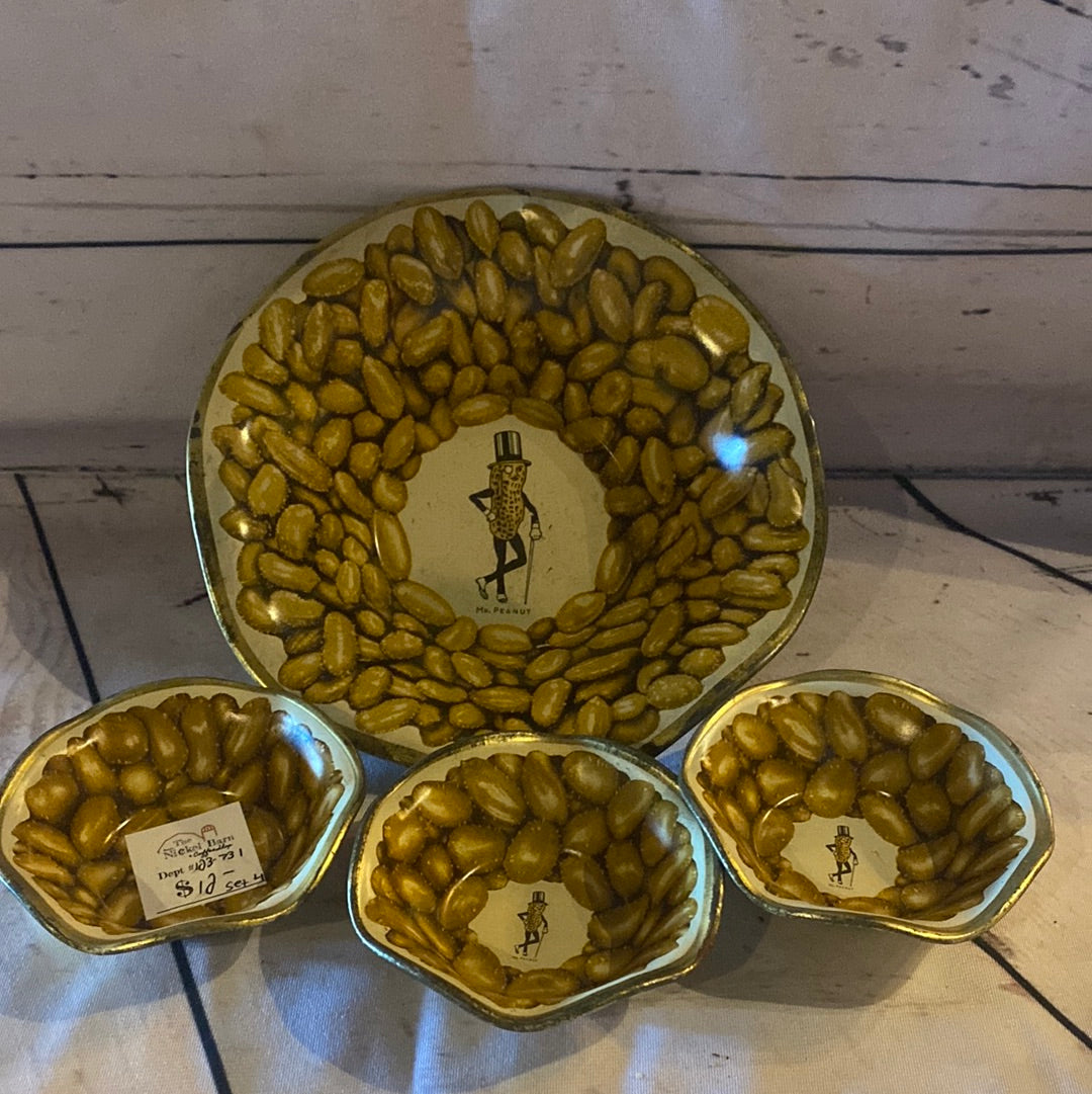 (4) Mr. Peanut Metal Bowls