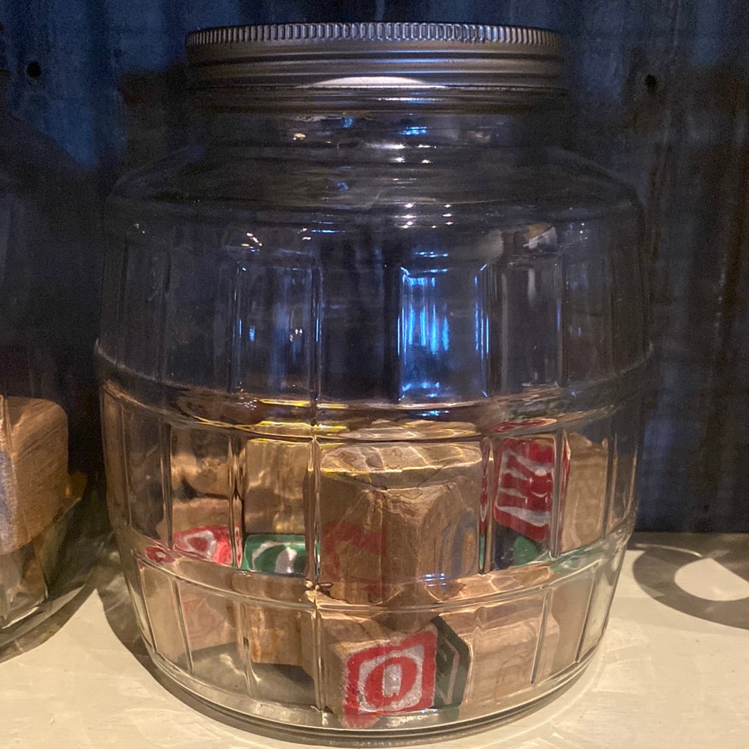 3 lg jars with blocks