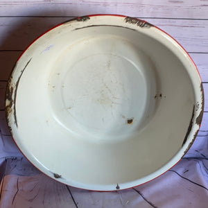 14" red enamel bowl